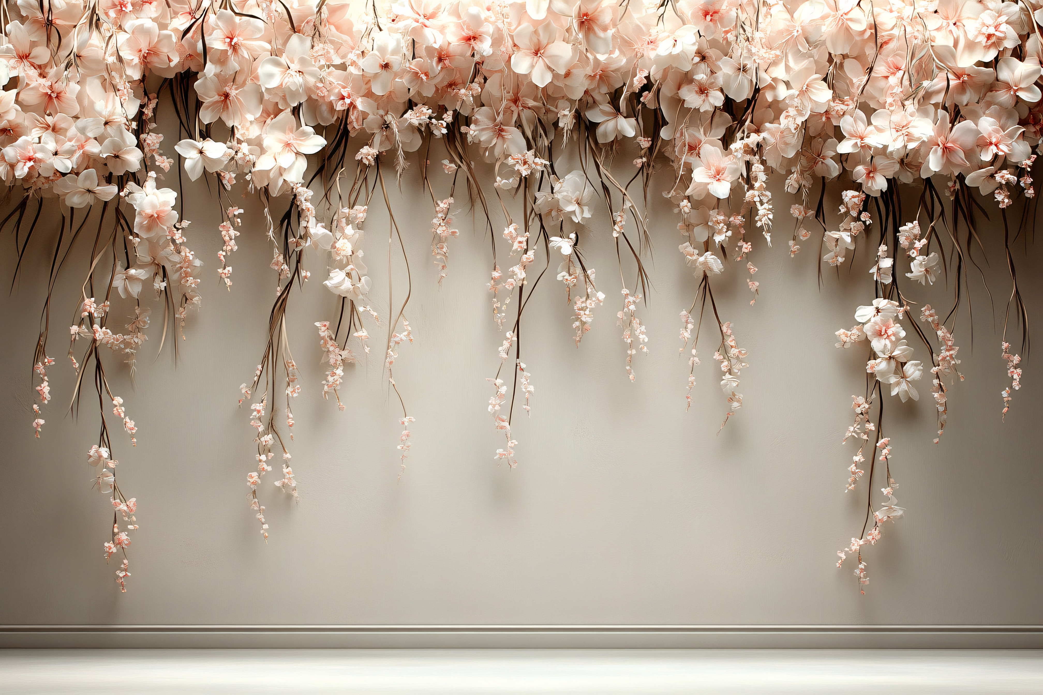 Cascading Pink Cherry Blossoms