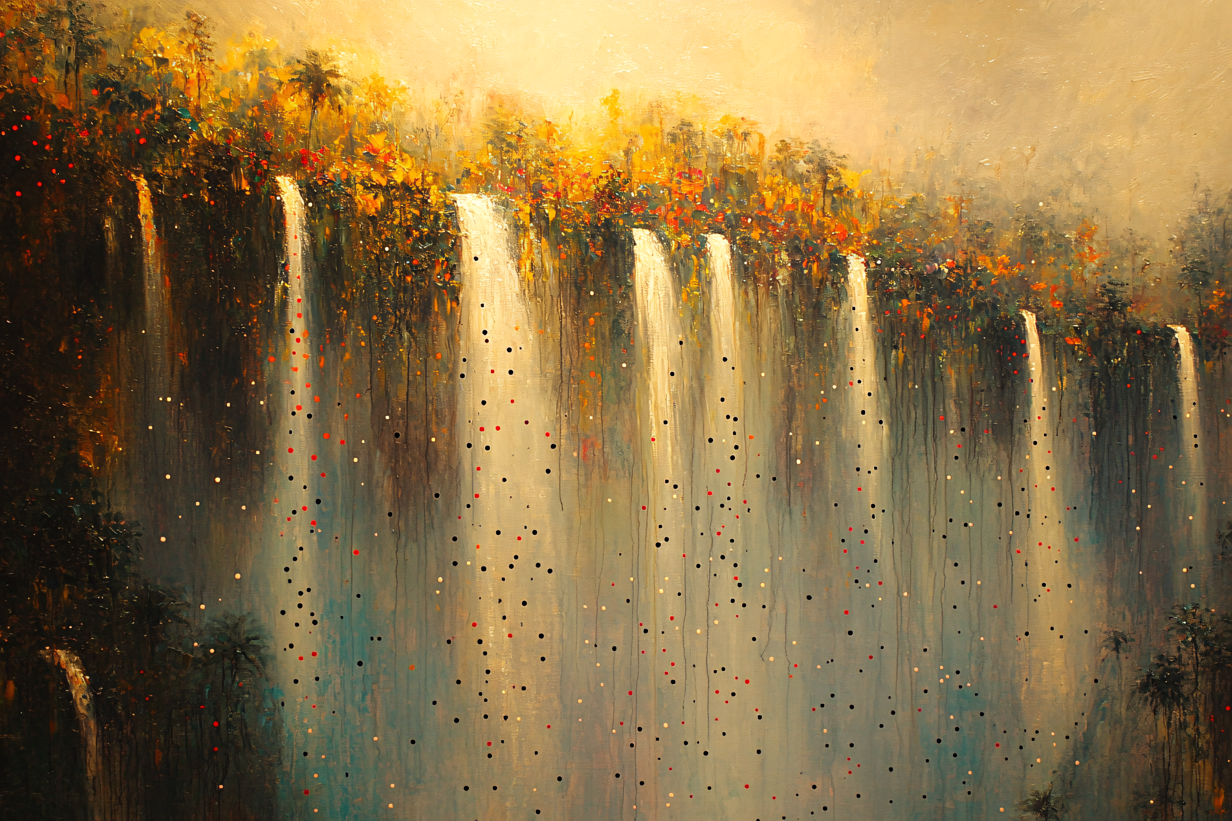 Cascading Waterfalls in a Lush Landscape