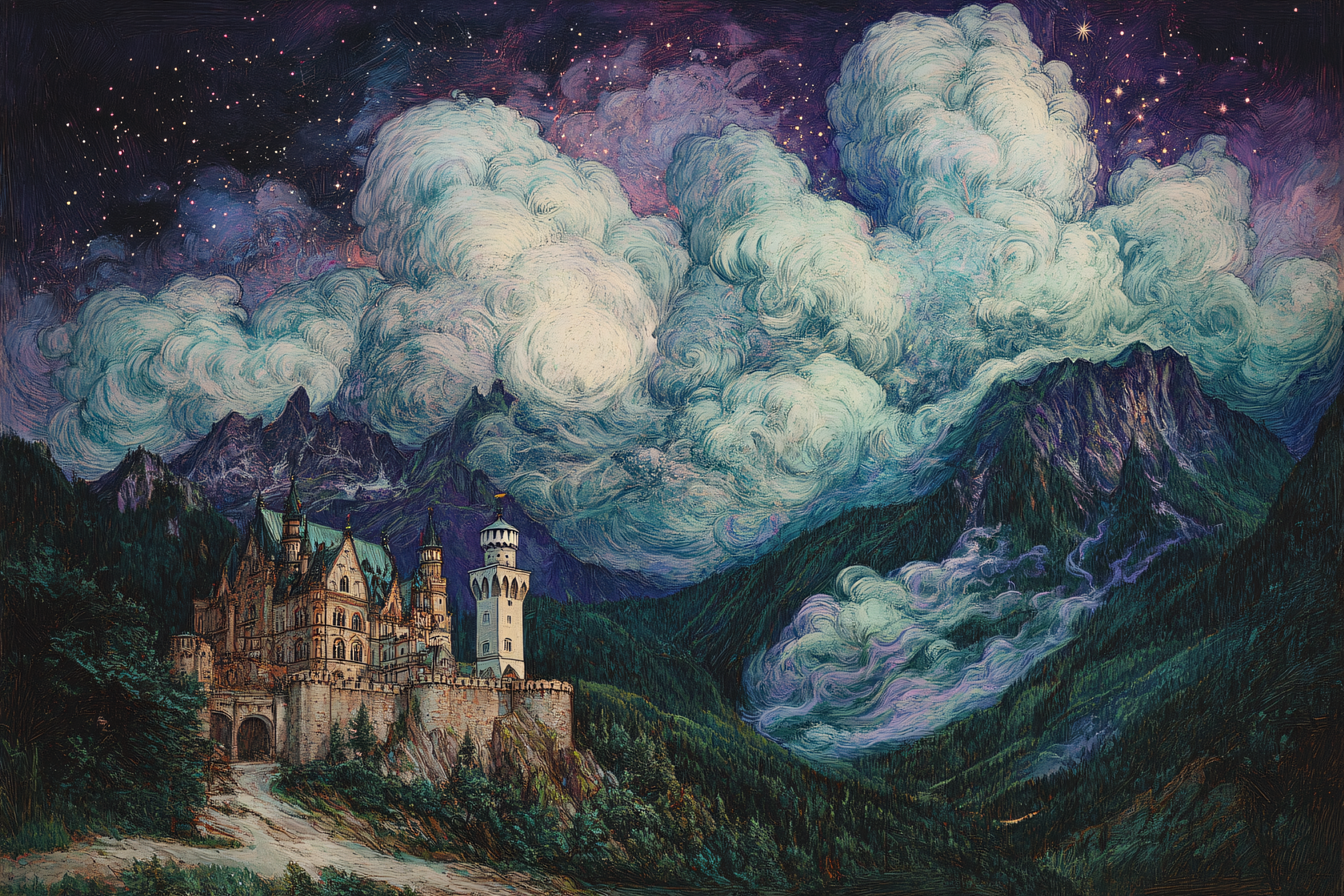 Castle Under Cloudy Night