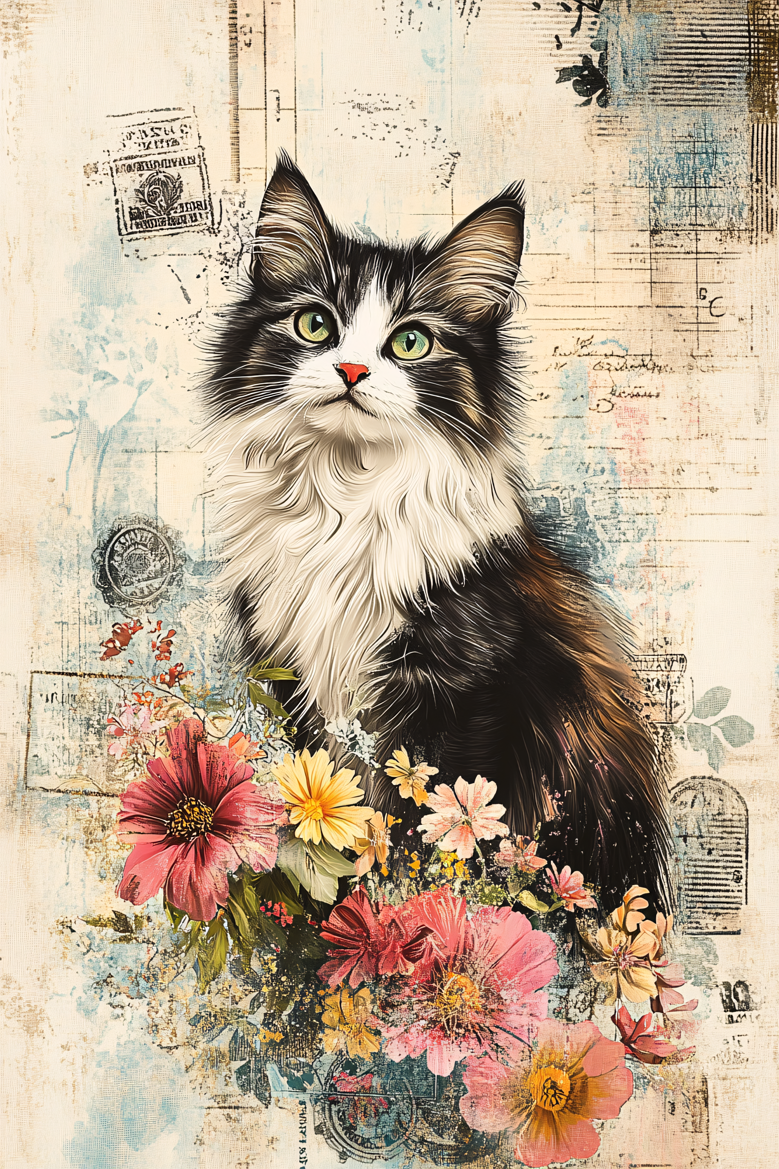 Cat Amidst Blooms