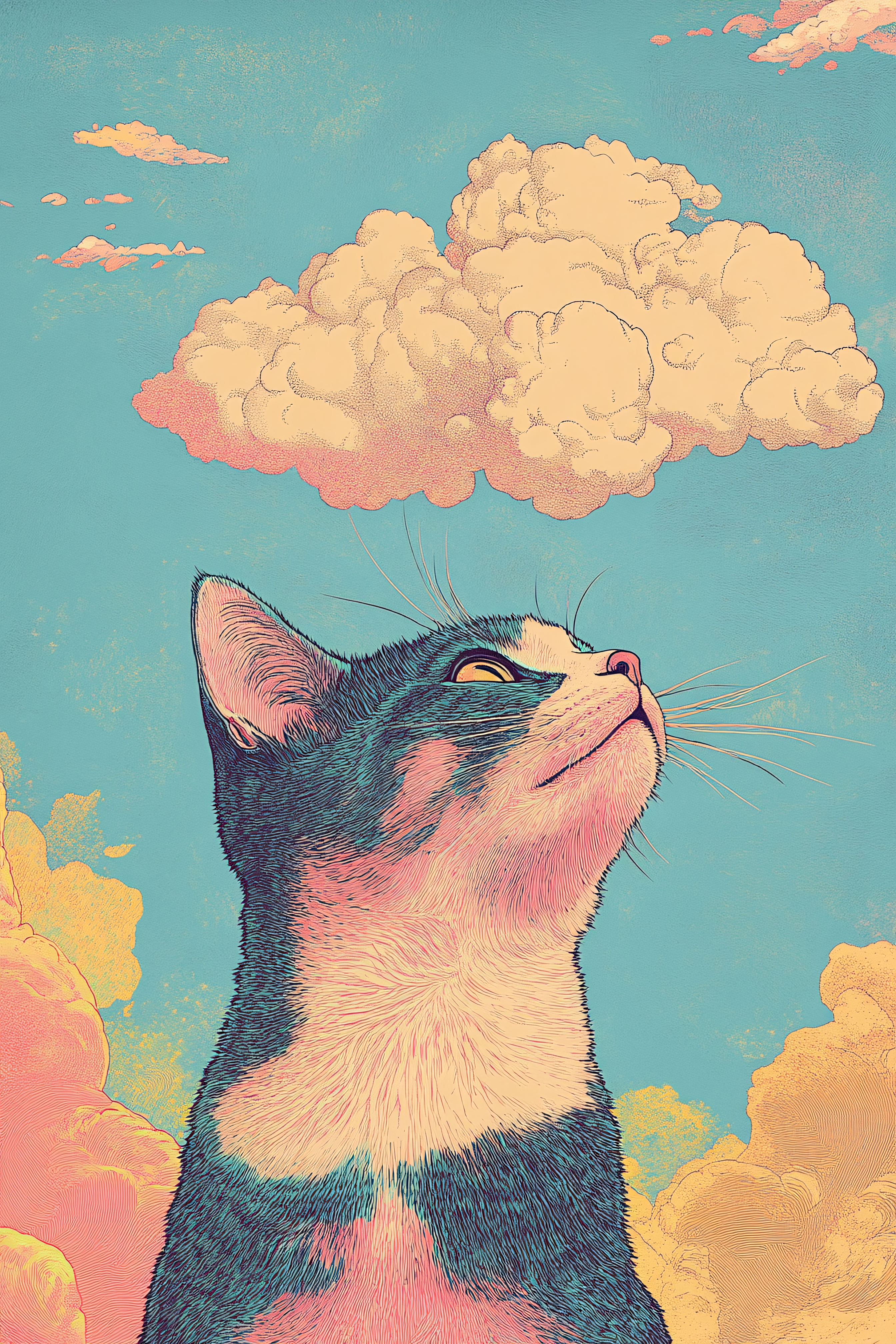 Cat Gazing at Clouds
