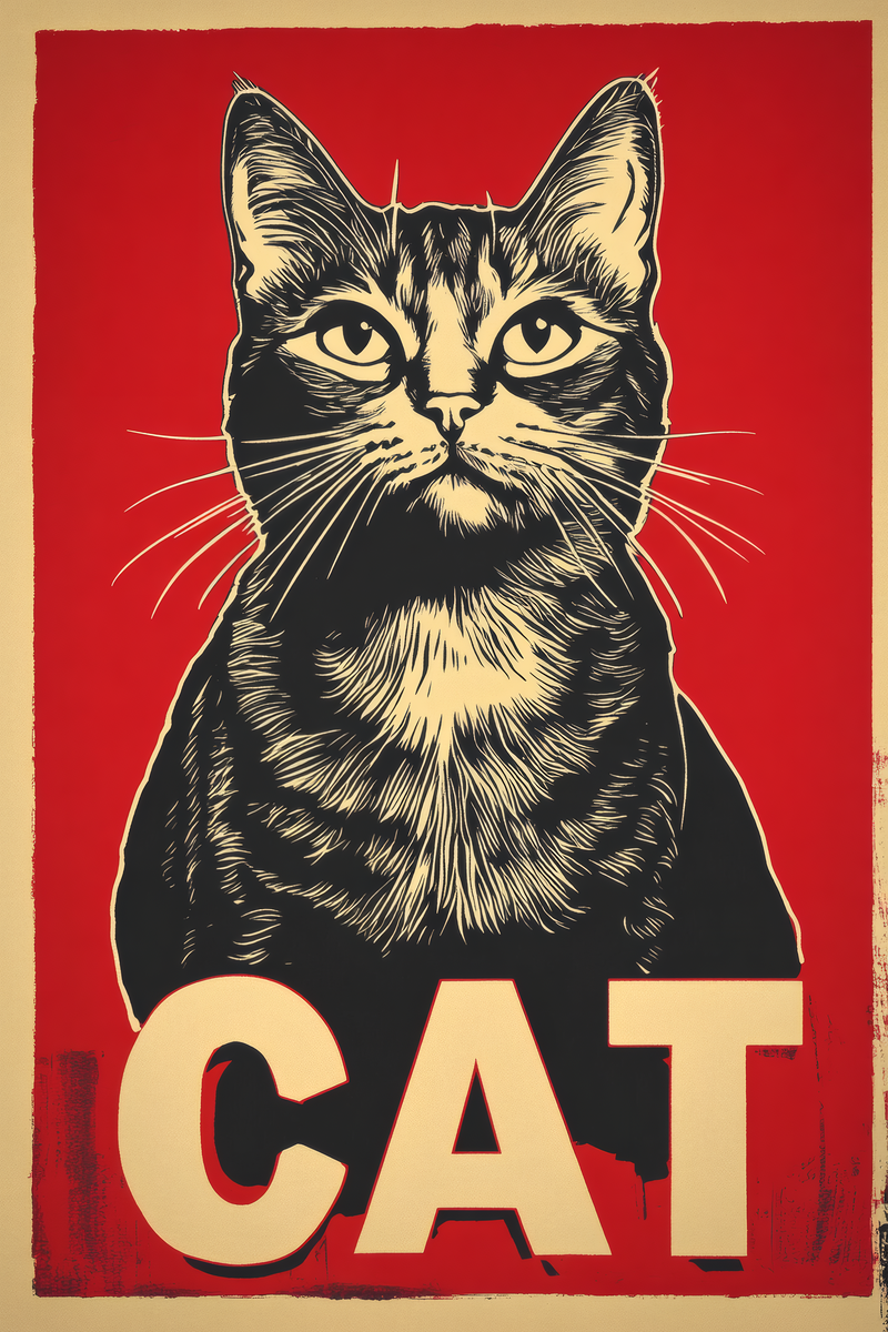 Cat Portrait Propaganda Poster