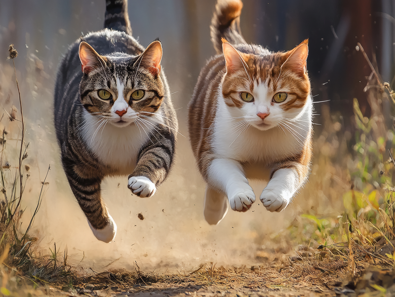 Cats in Mid-Air Chase