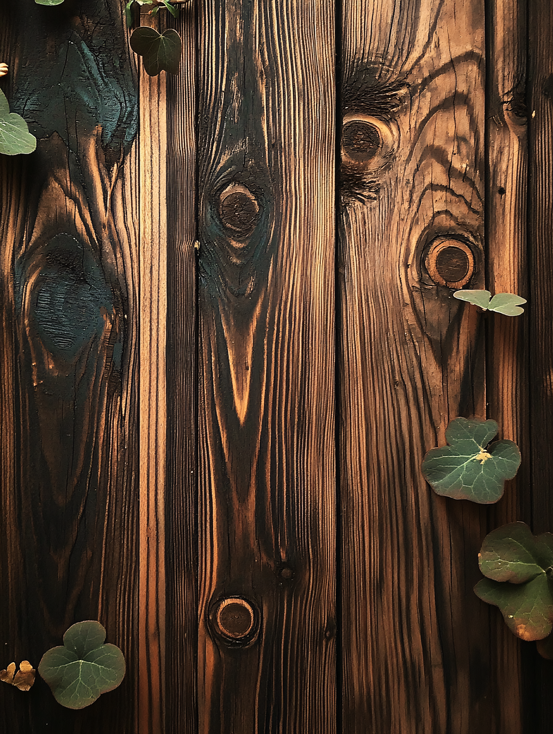 Charred Wood Planks with Greenery
