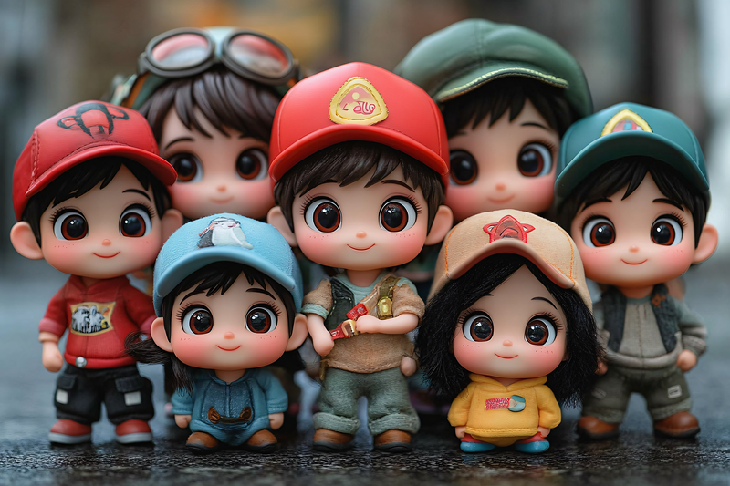 Cheerful Cartoon Children with Hats