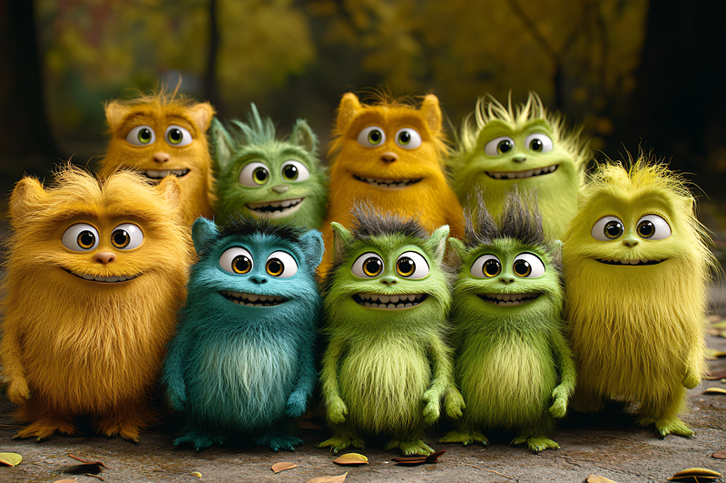 Cheerful Furry Monsters Group