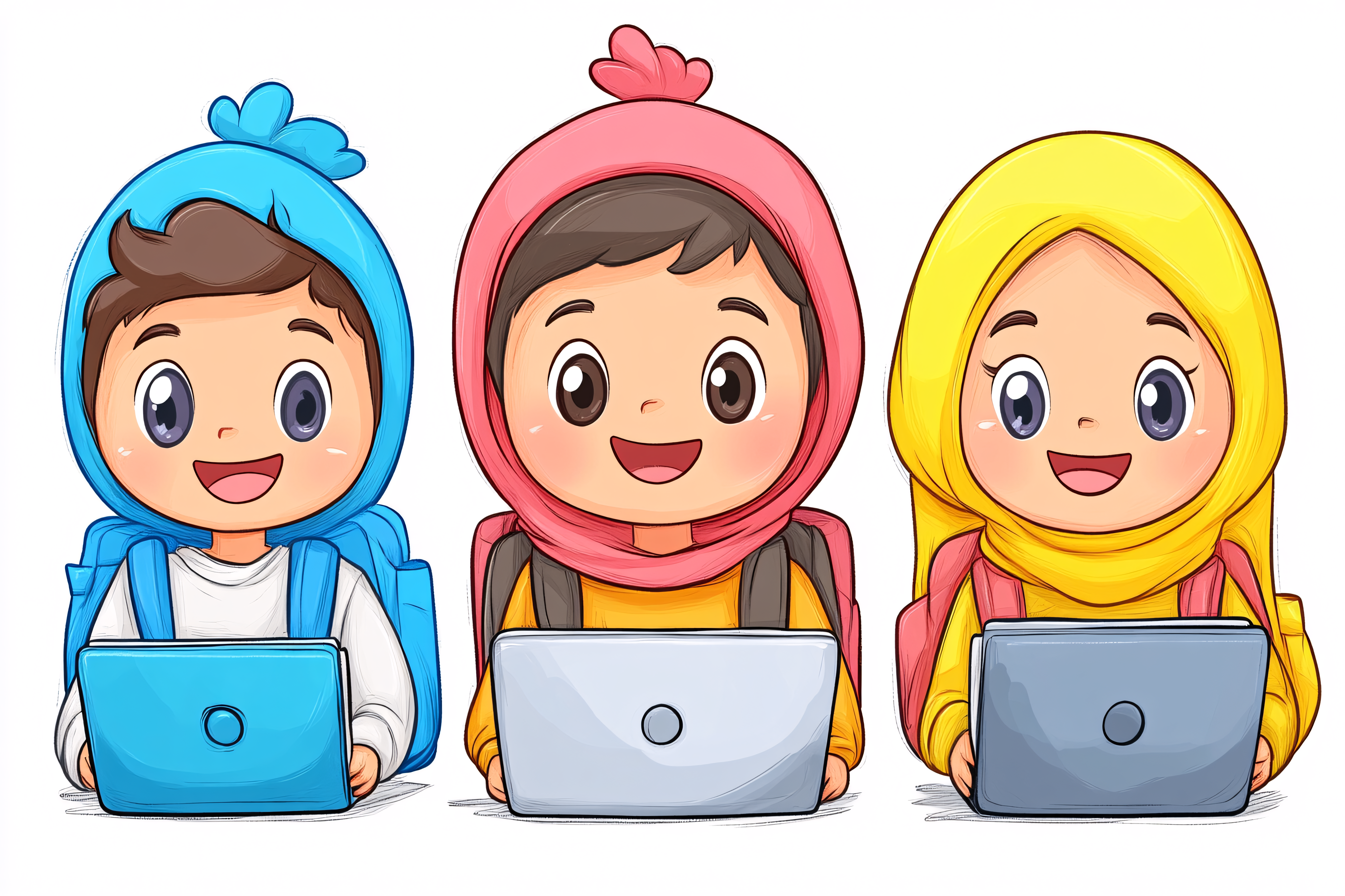 Cheerful Kids Learning Online