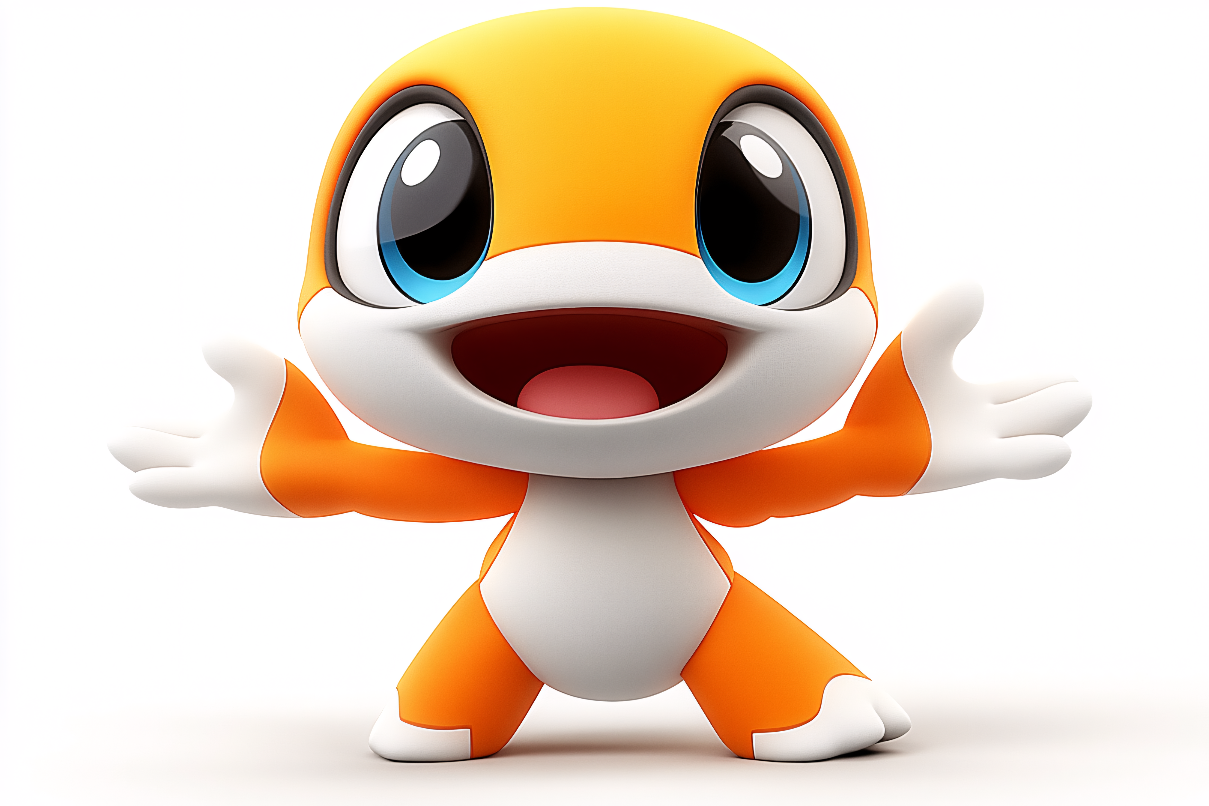 Cheerful Orange Cartoon Character