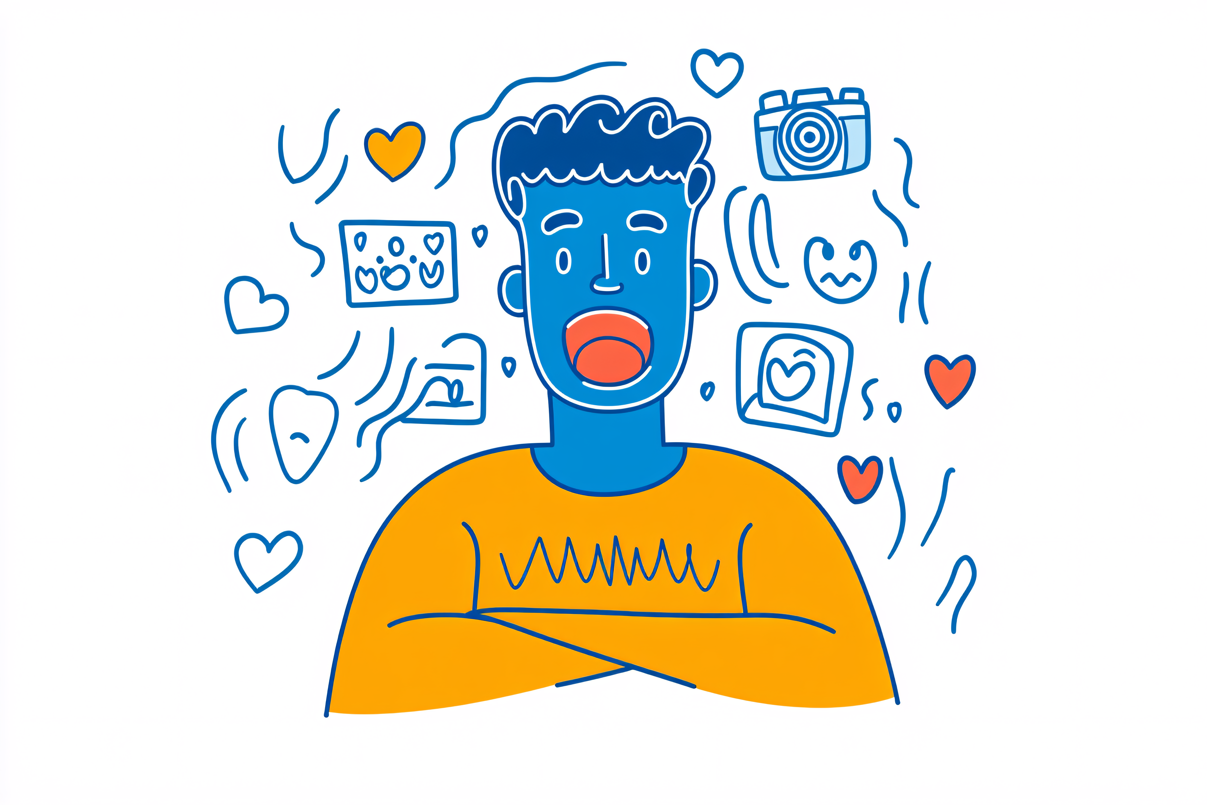 Cheerful Person with Social Media Icons