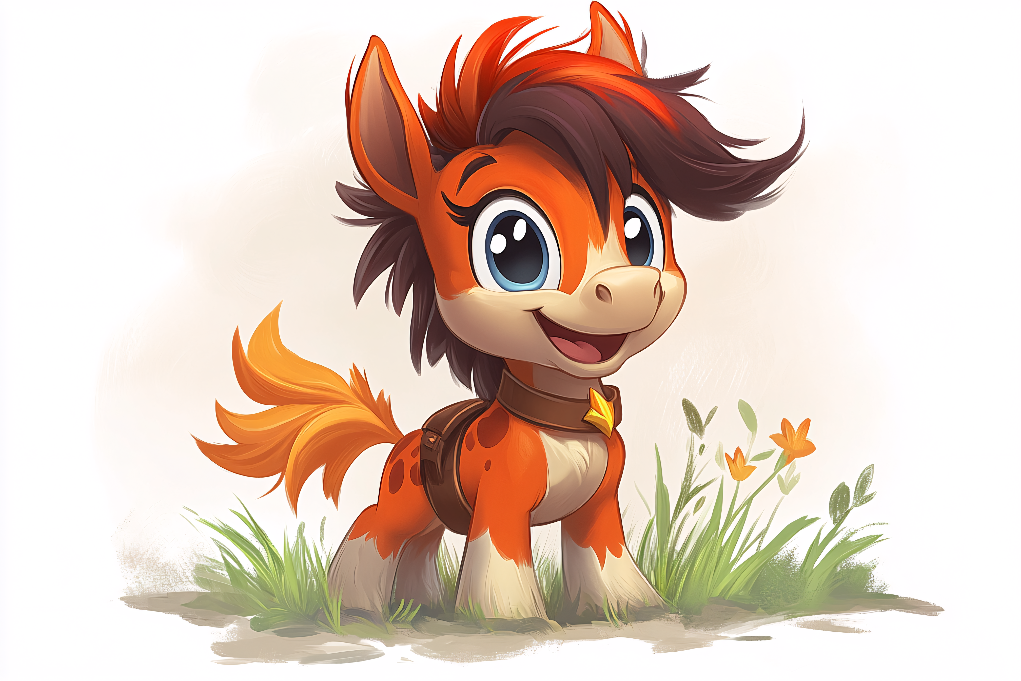 Cheerful Pony with Saddle