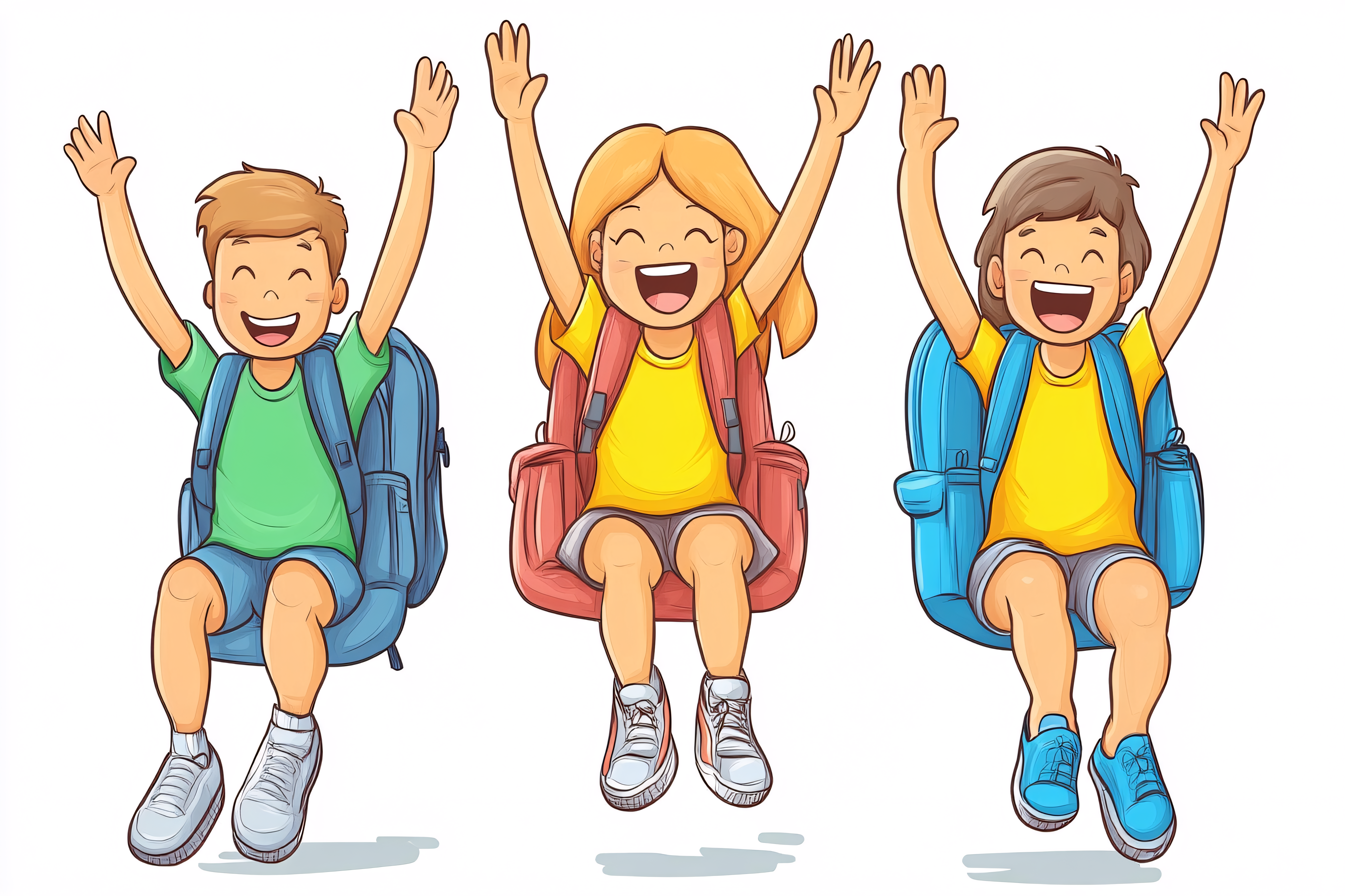 Cheerful School Kids with Backpacks