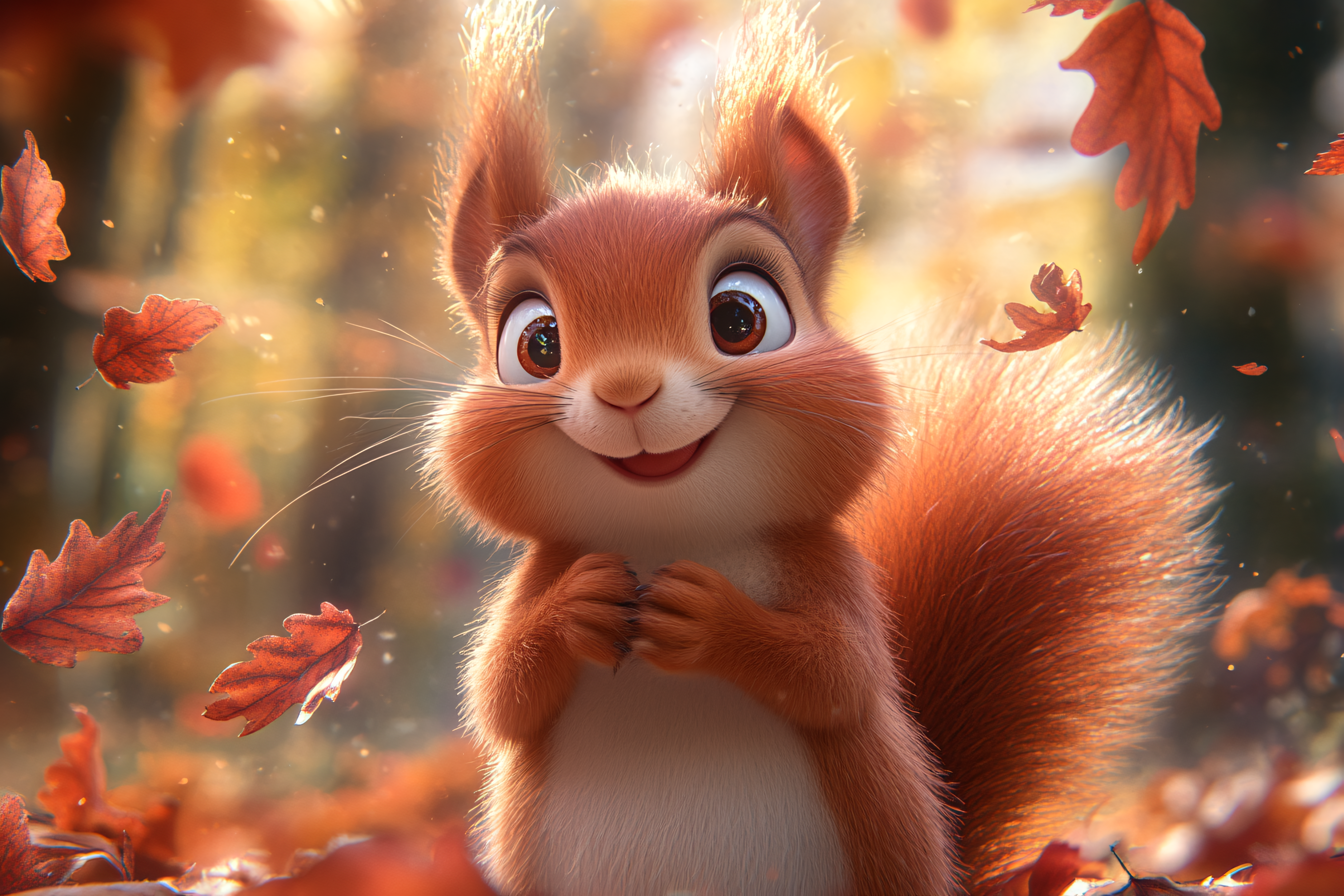 Cheerful Squirrel In Autumn