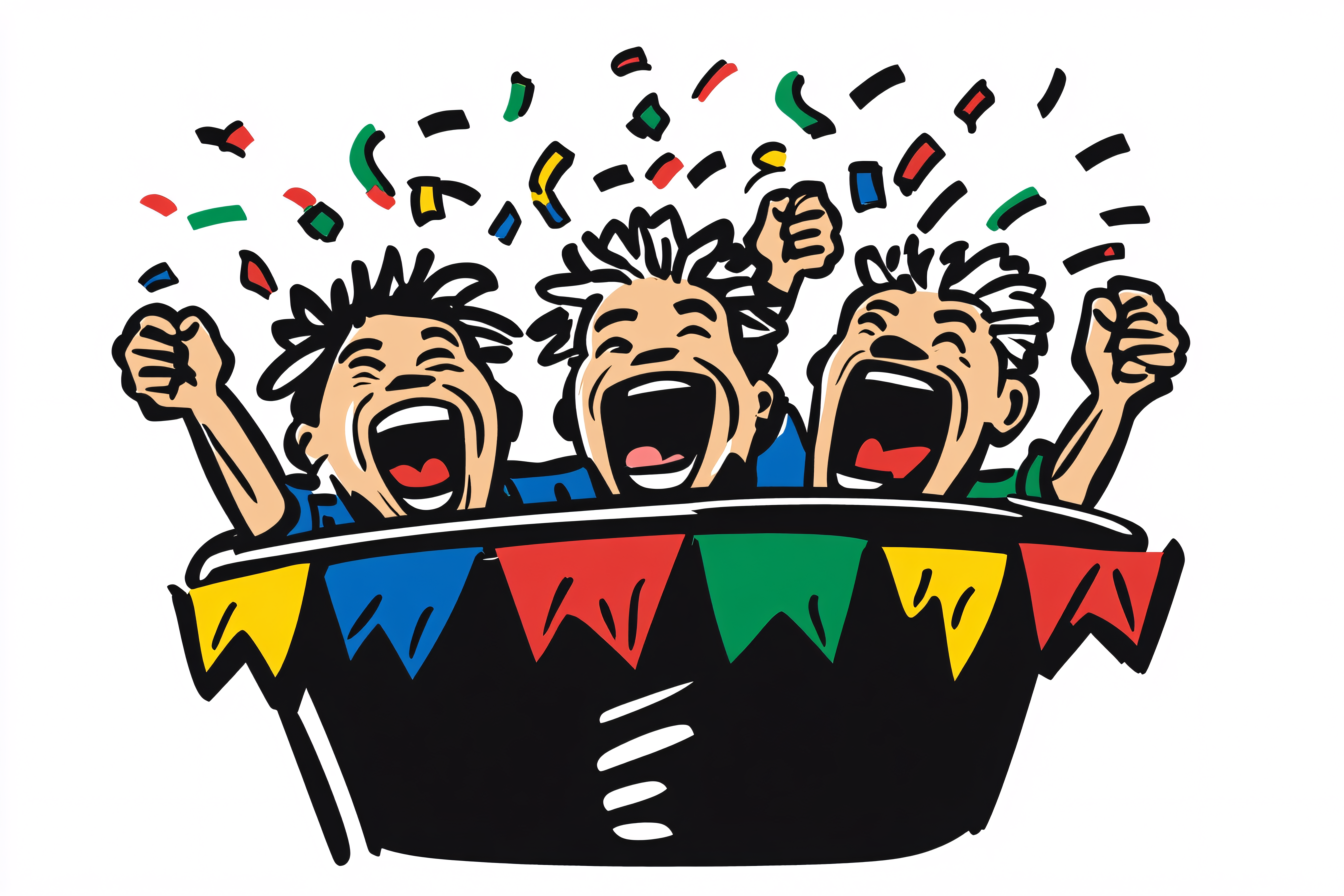 Cheering Crowd With Confetti
