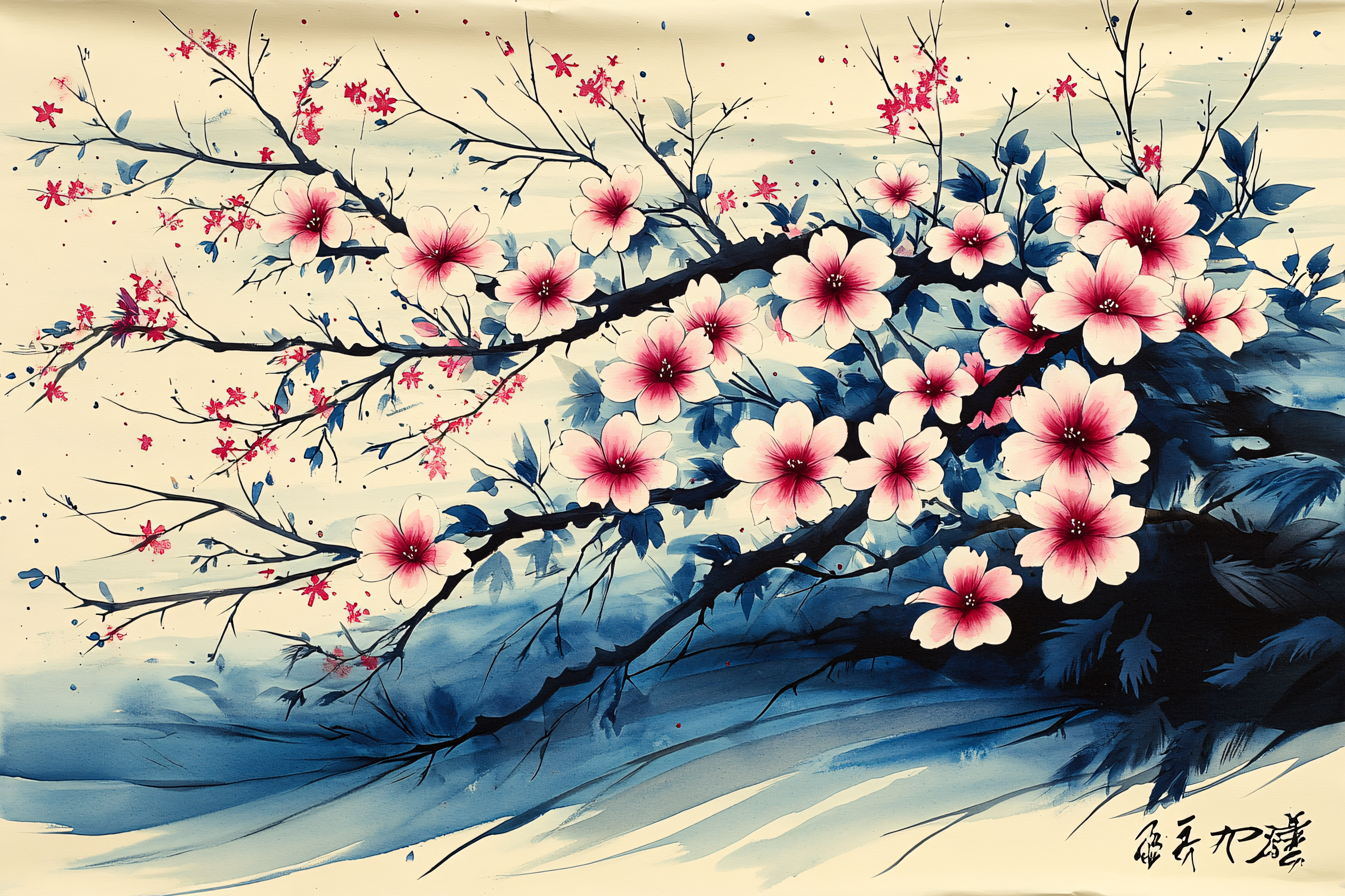 Cherry Blossom Branch in Bloom