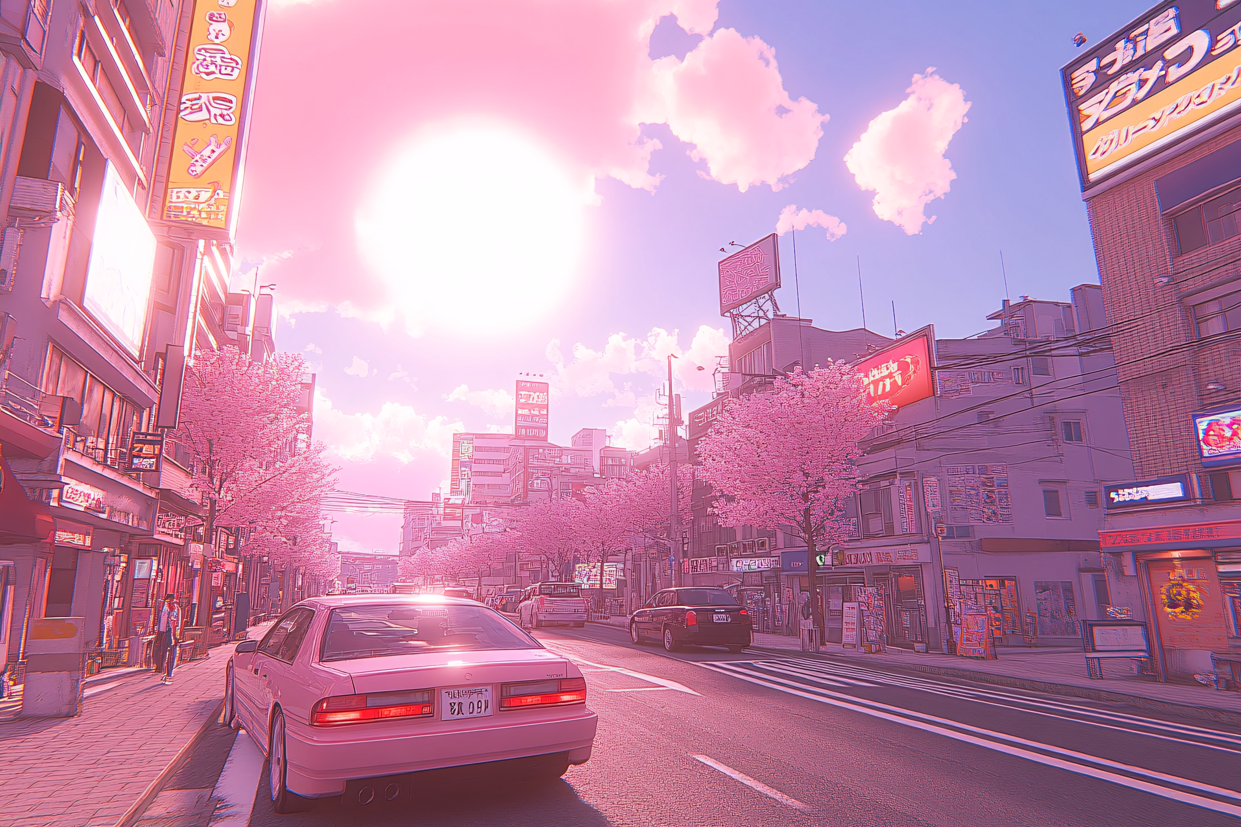 Cherry Blossom Cityscape