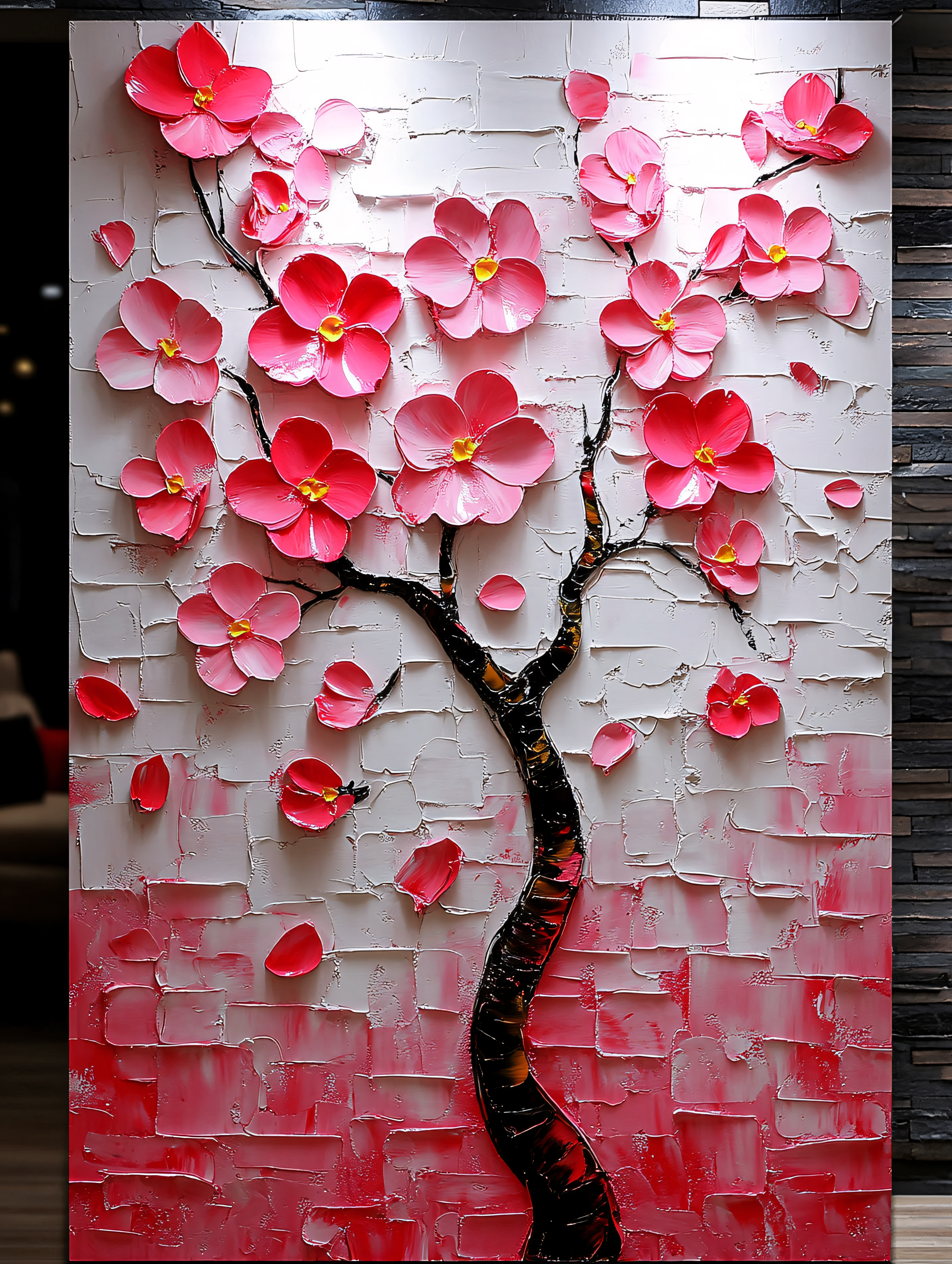 Cherry Blossom Tree Textured Painting