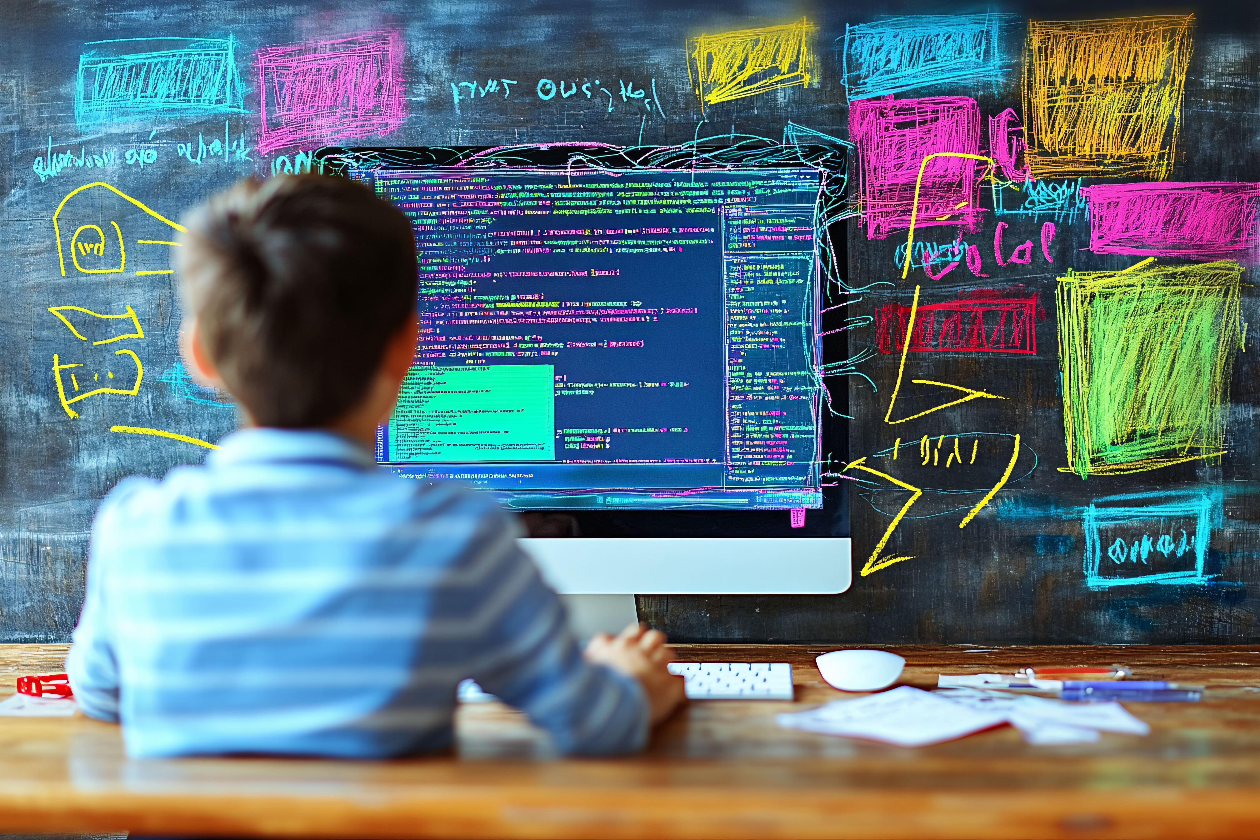 Child Coding on Computer