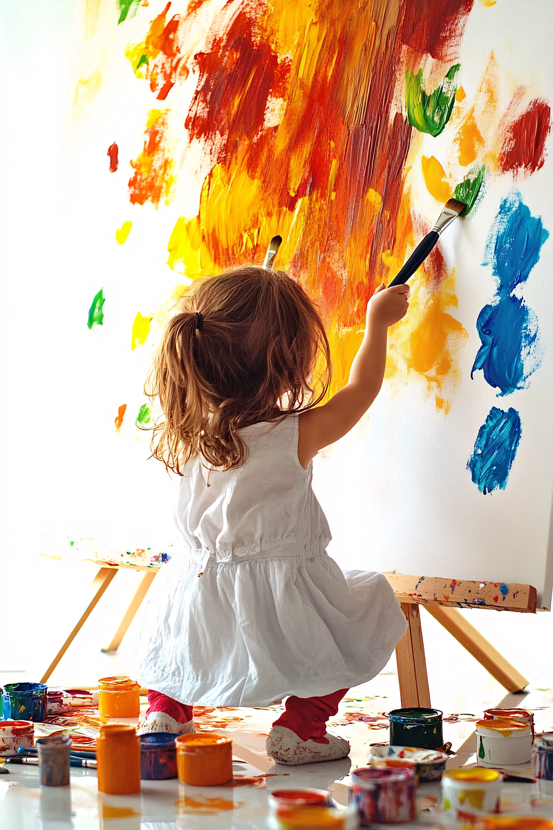 Child Painter Creating Artwork