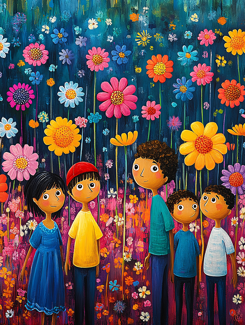 Children Among Flowers
