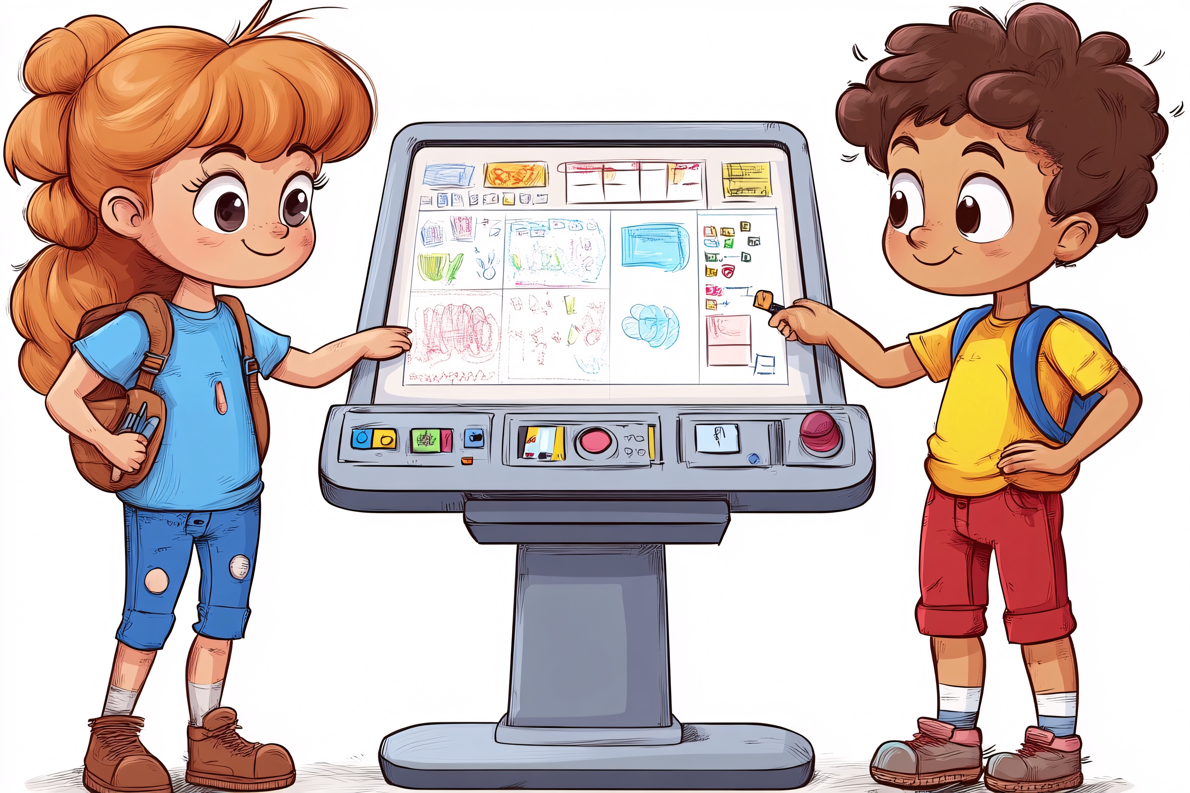 Children Interacting With Interactive Touchscreen