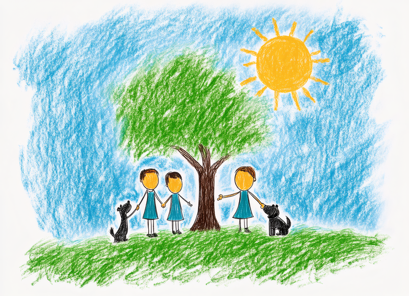 Children Playing in Nature with Dogs