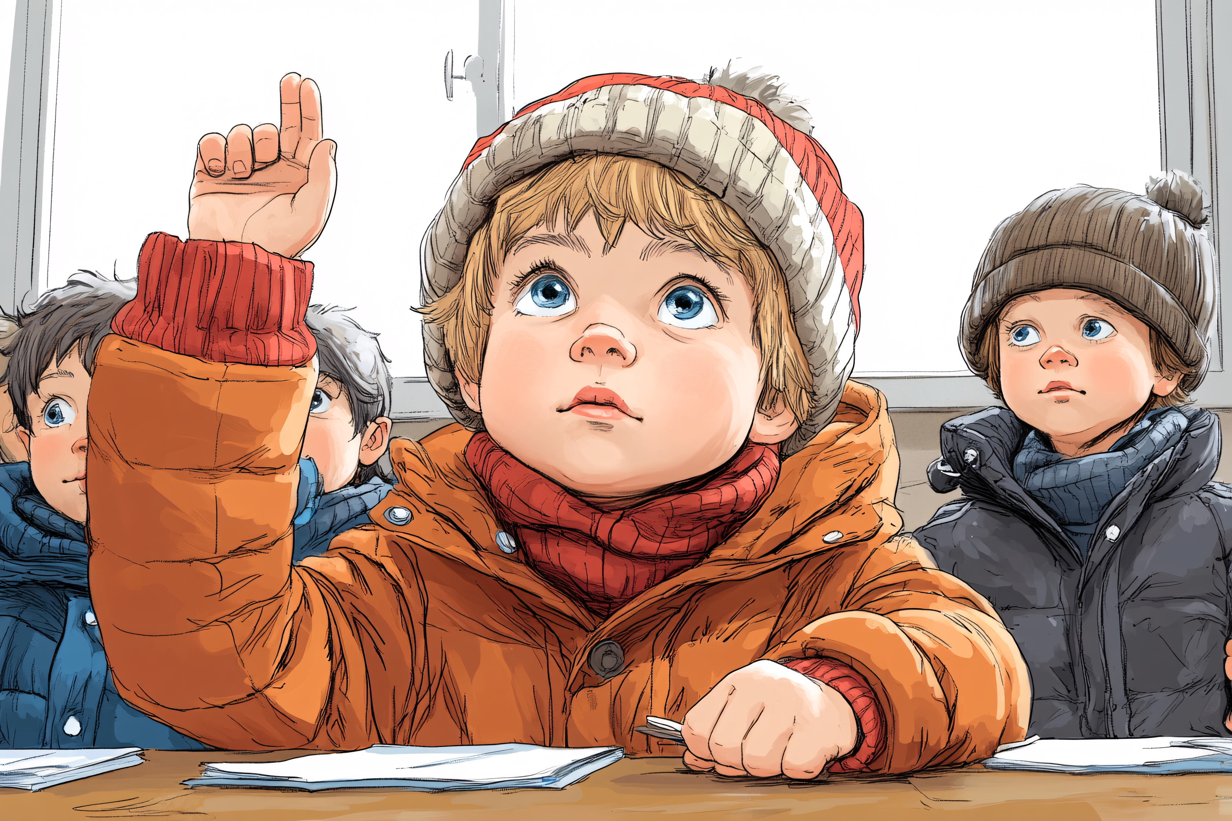 Children Raising Hands In Classroom