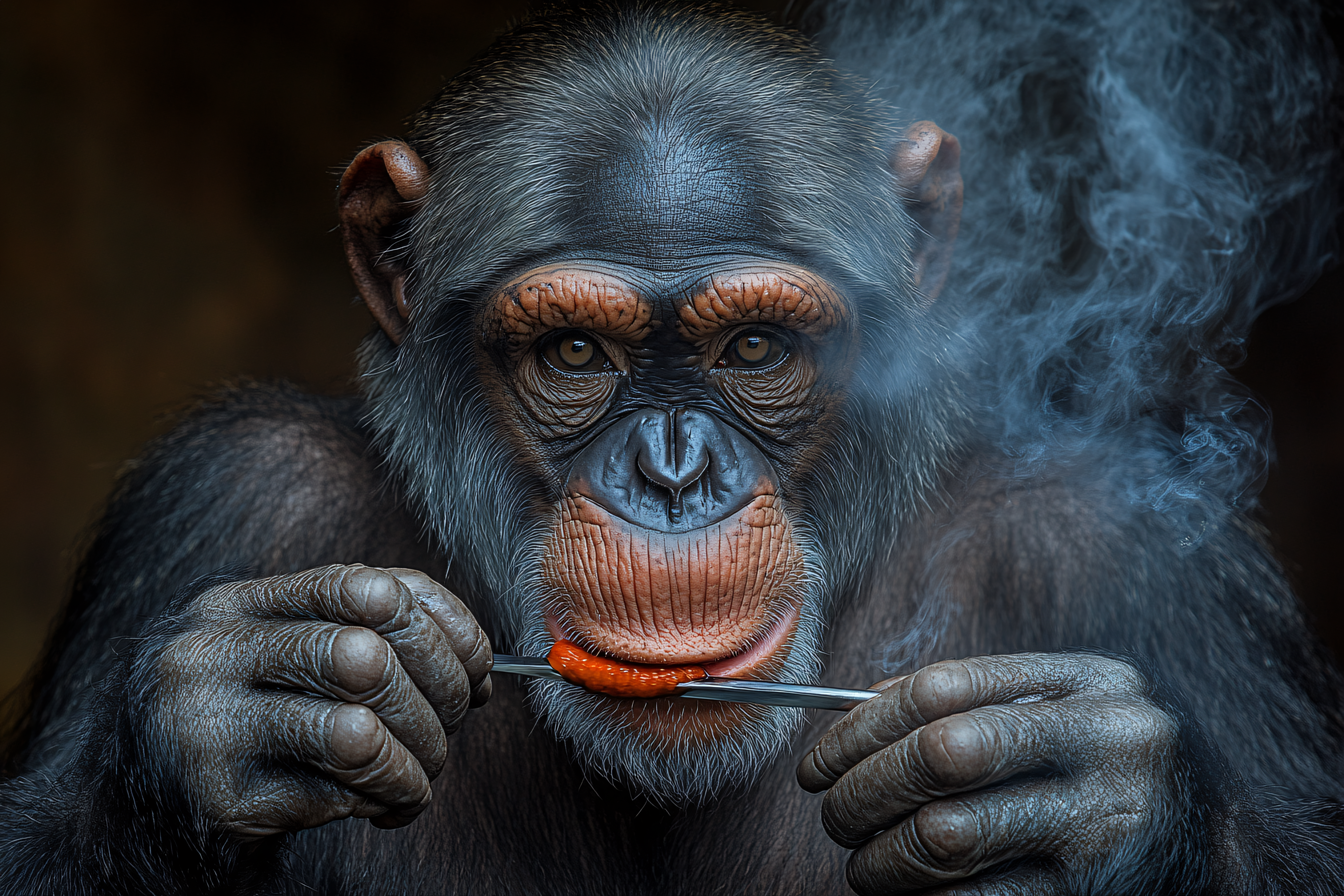 Chimpanzee with Pipe