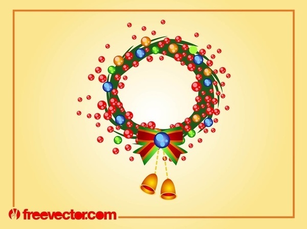 Christmas Wreath Art Free Vector