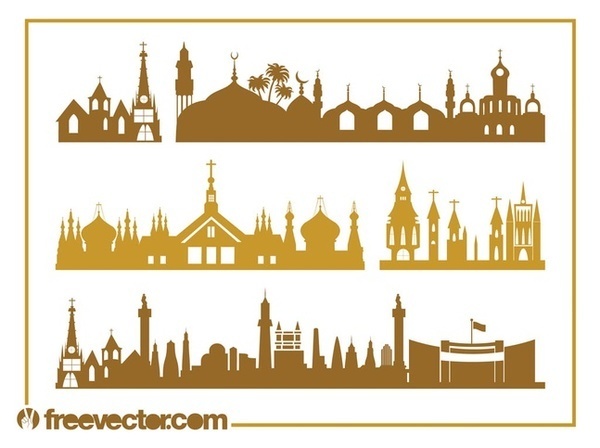 Churches and Skylines Free Vector