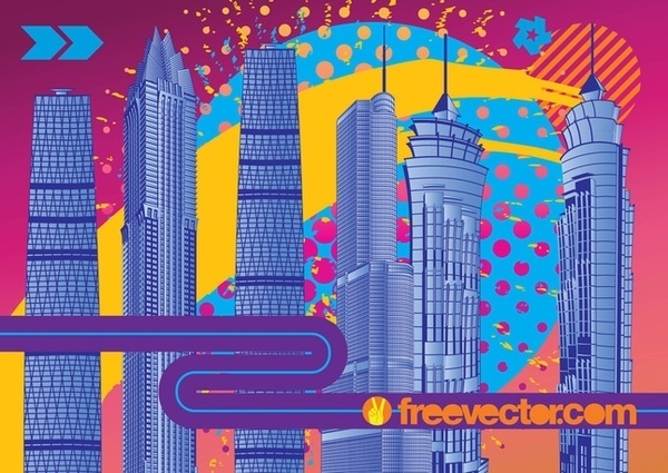 City Fireworks Free Vector