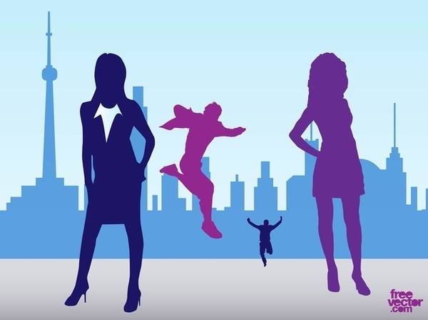 City People Silhouettes Free Vector