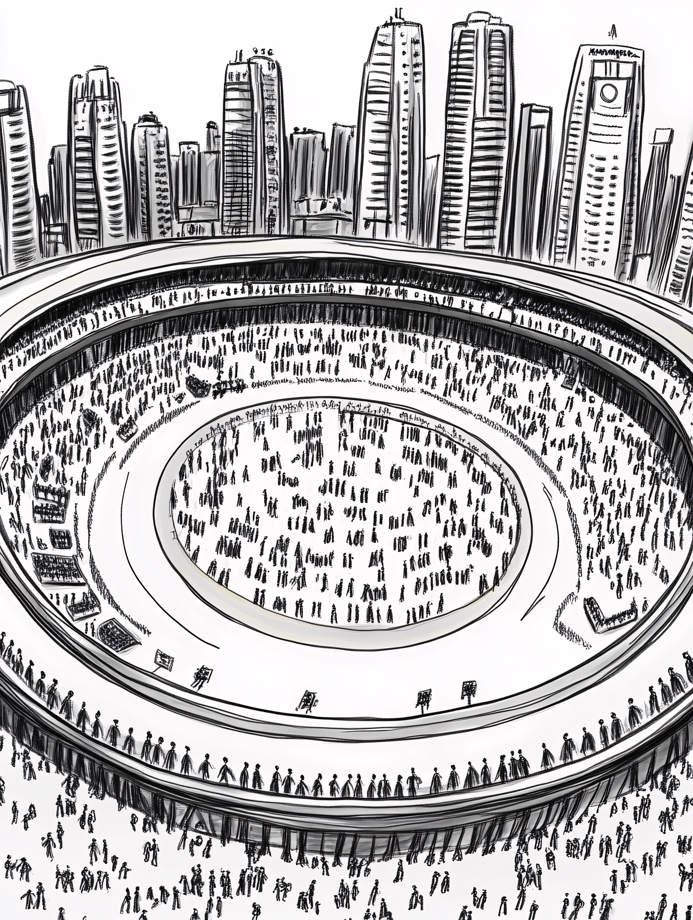 City Stadium Crowd Sketch