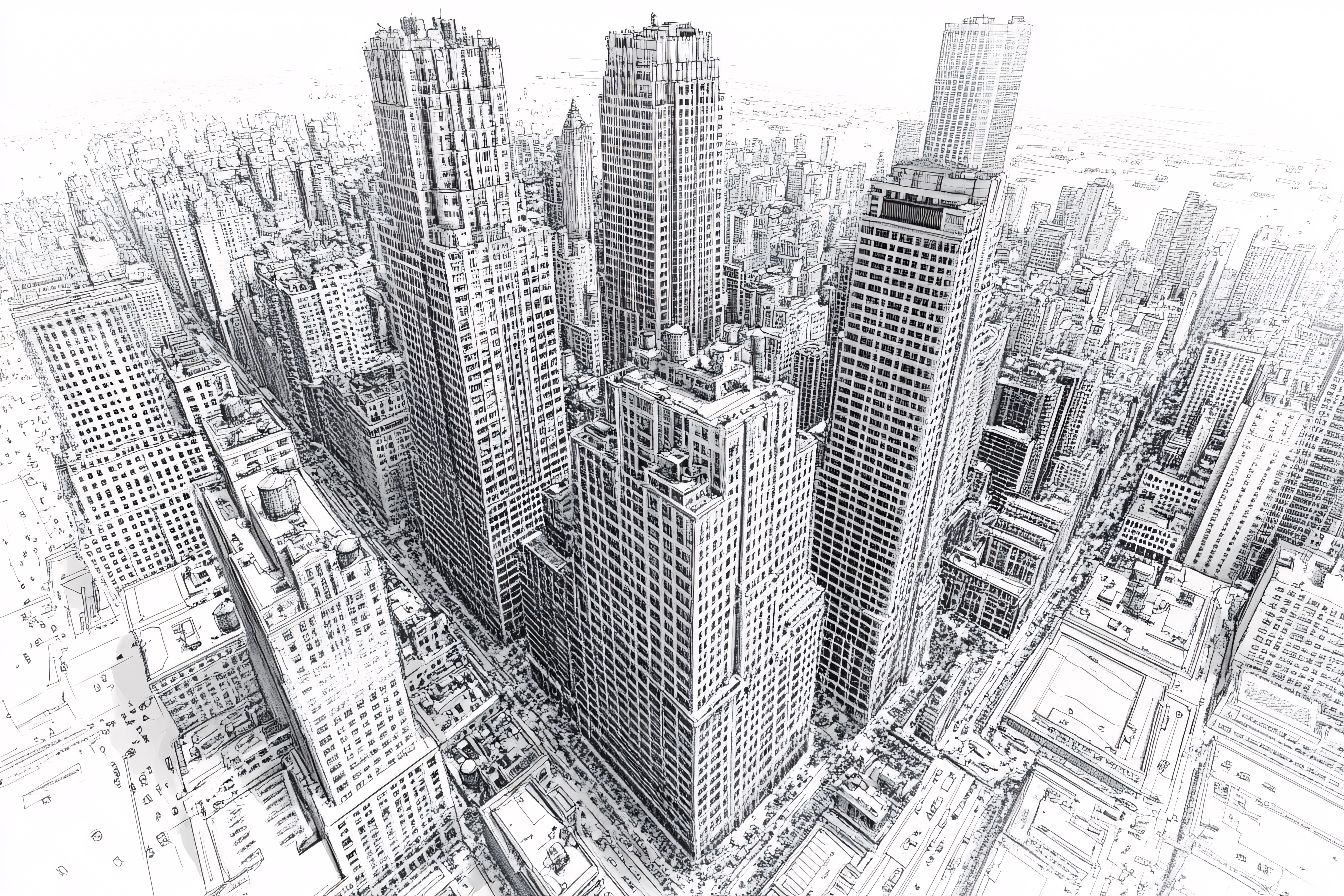 Cityscape Sketch Aerial View