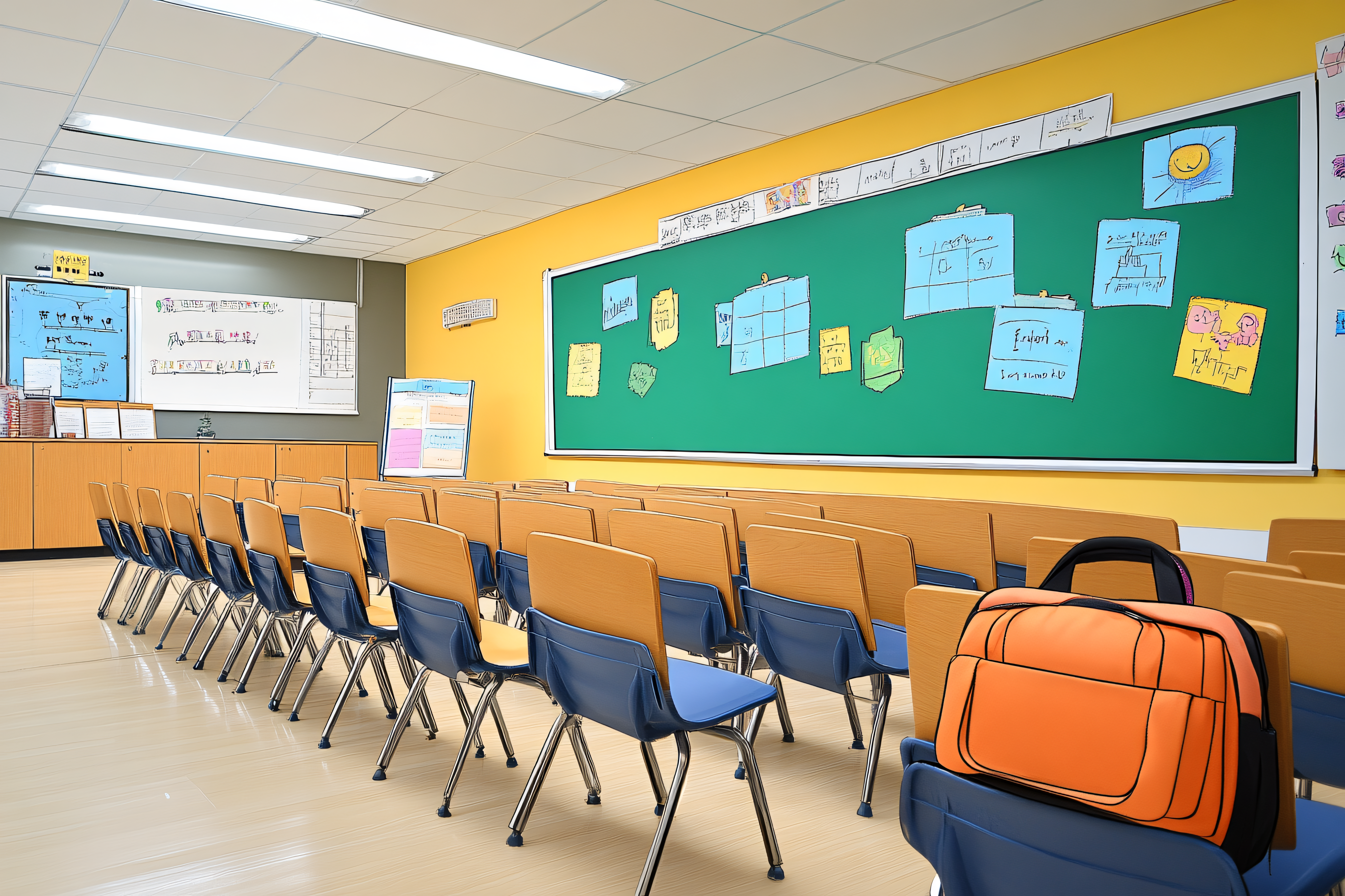 Classroom Scene With Backpack