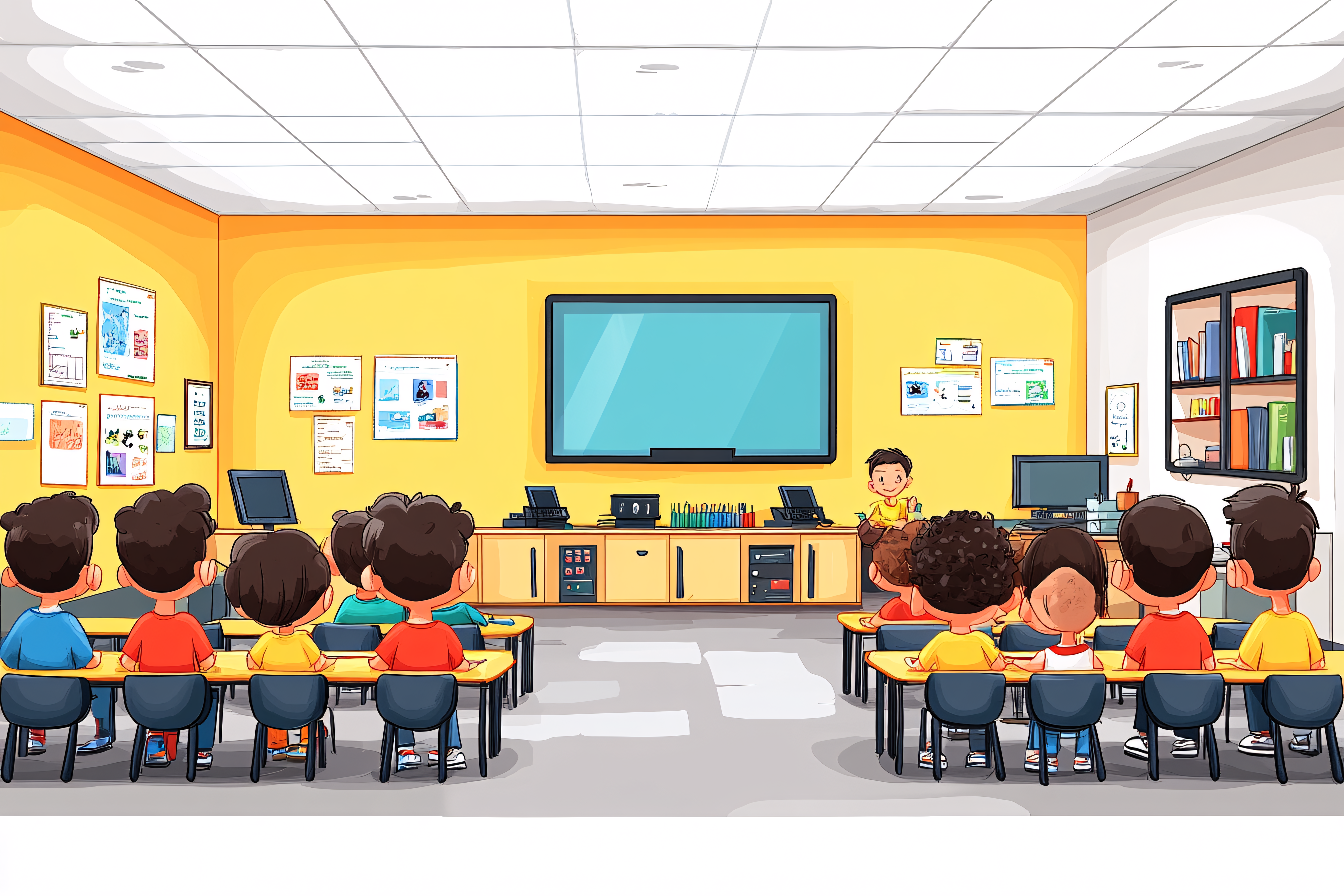 Classroom Scene with Children Learning