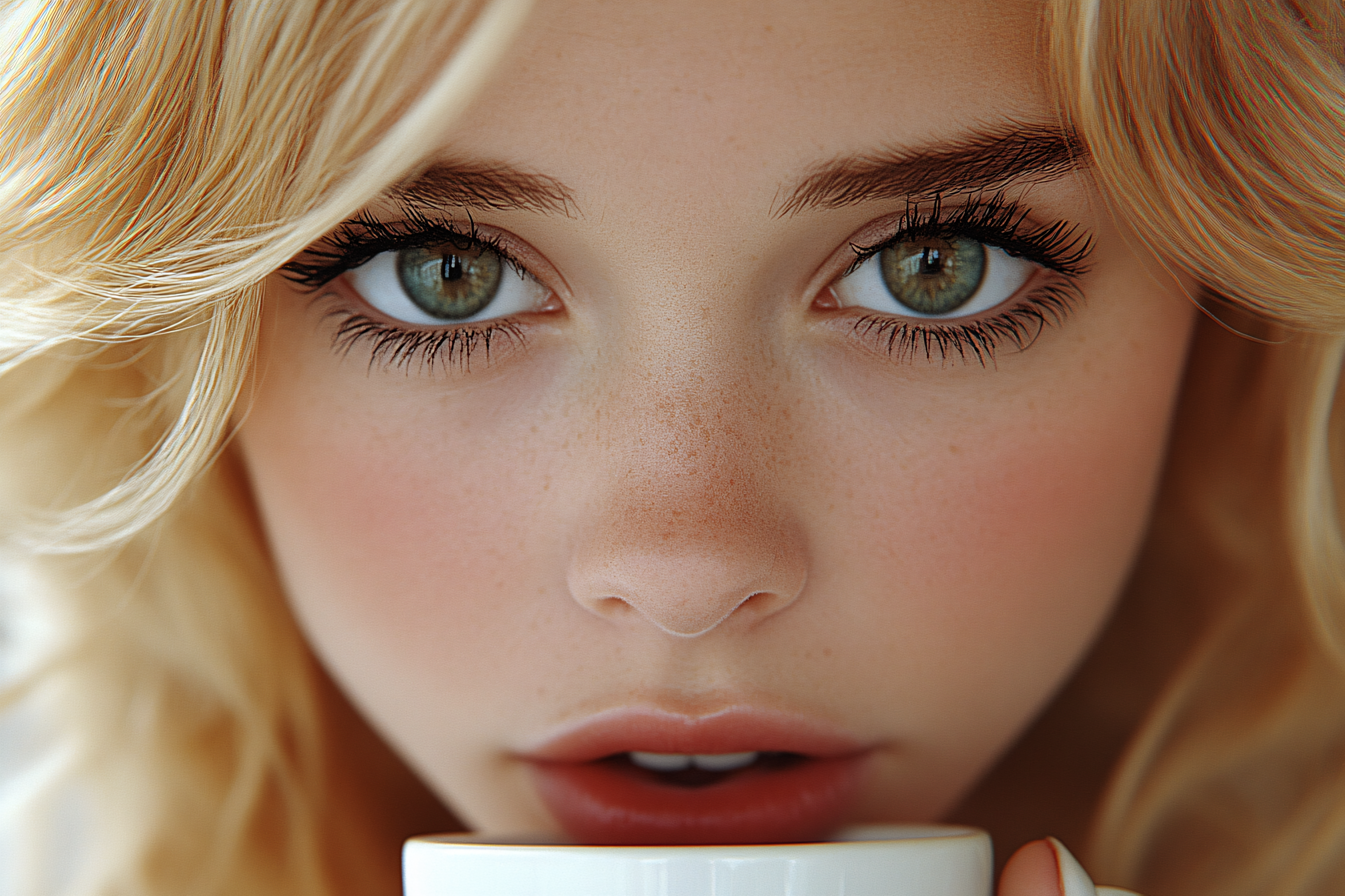 Close-Up Portrait of a Woman with Green Eyes
