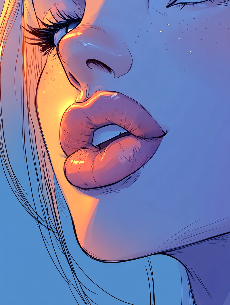 Close Up Woman Face with Dramatic Lighting