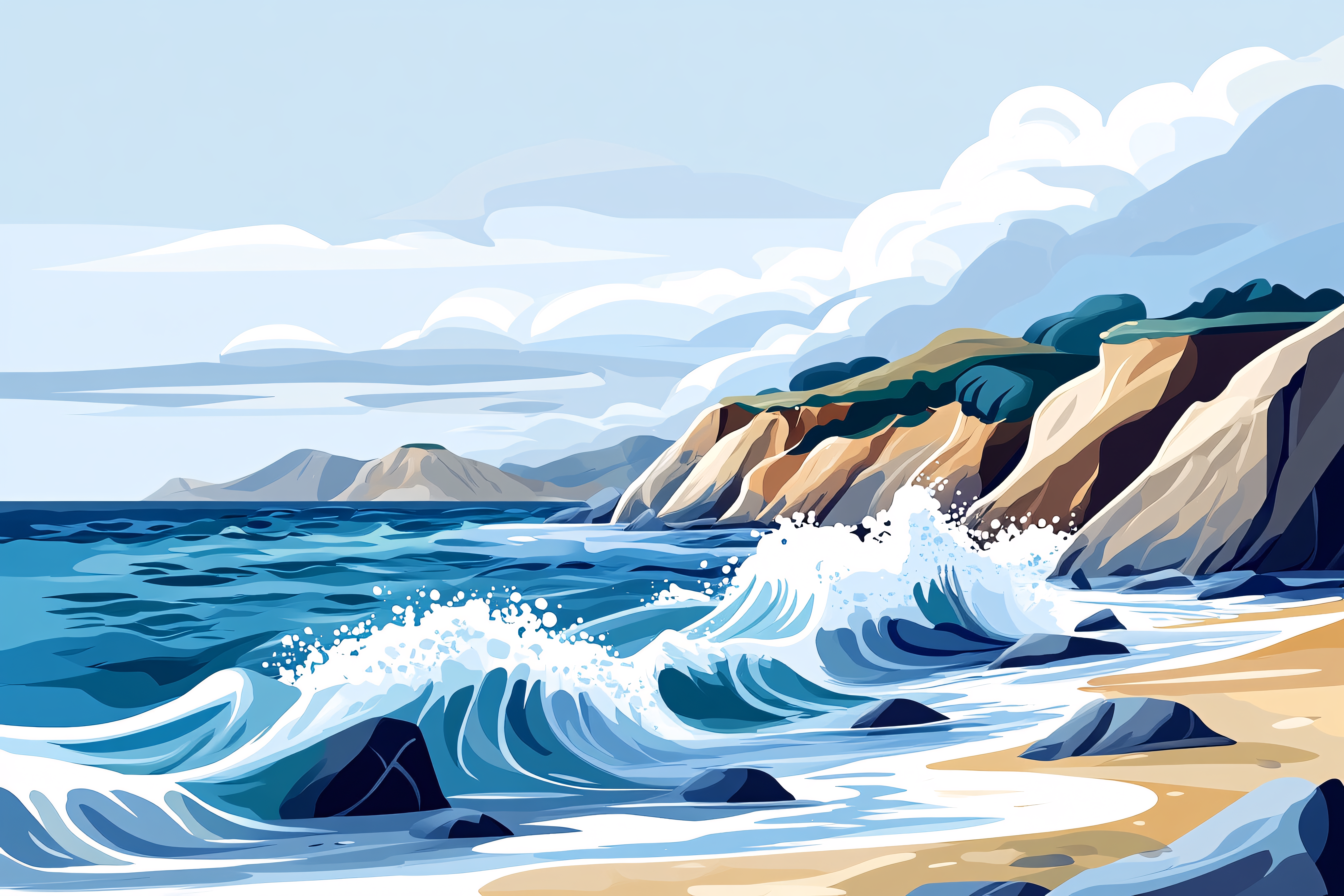 Coastal Wave Scene