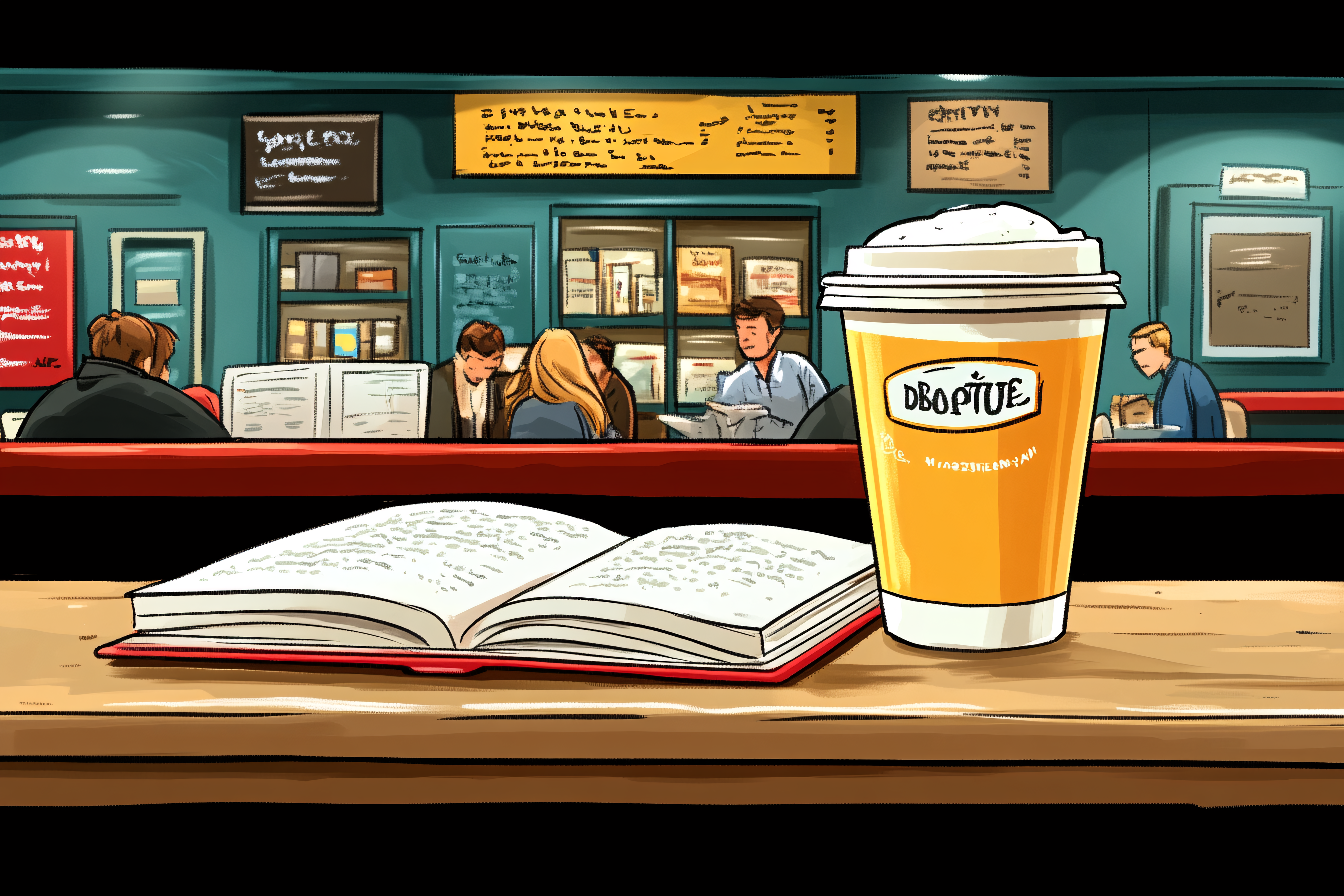 Coffee and Book at Cafe