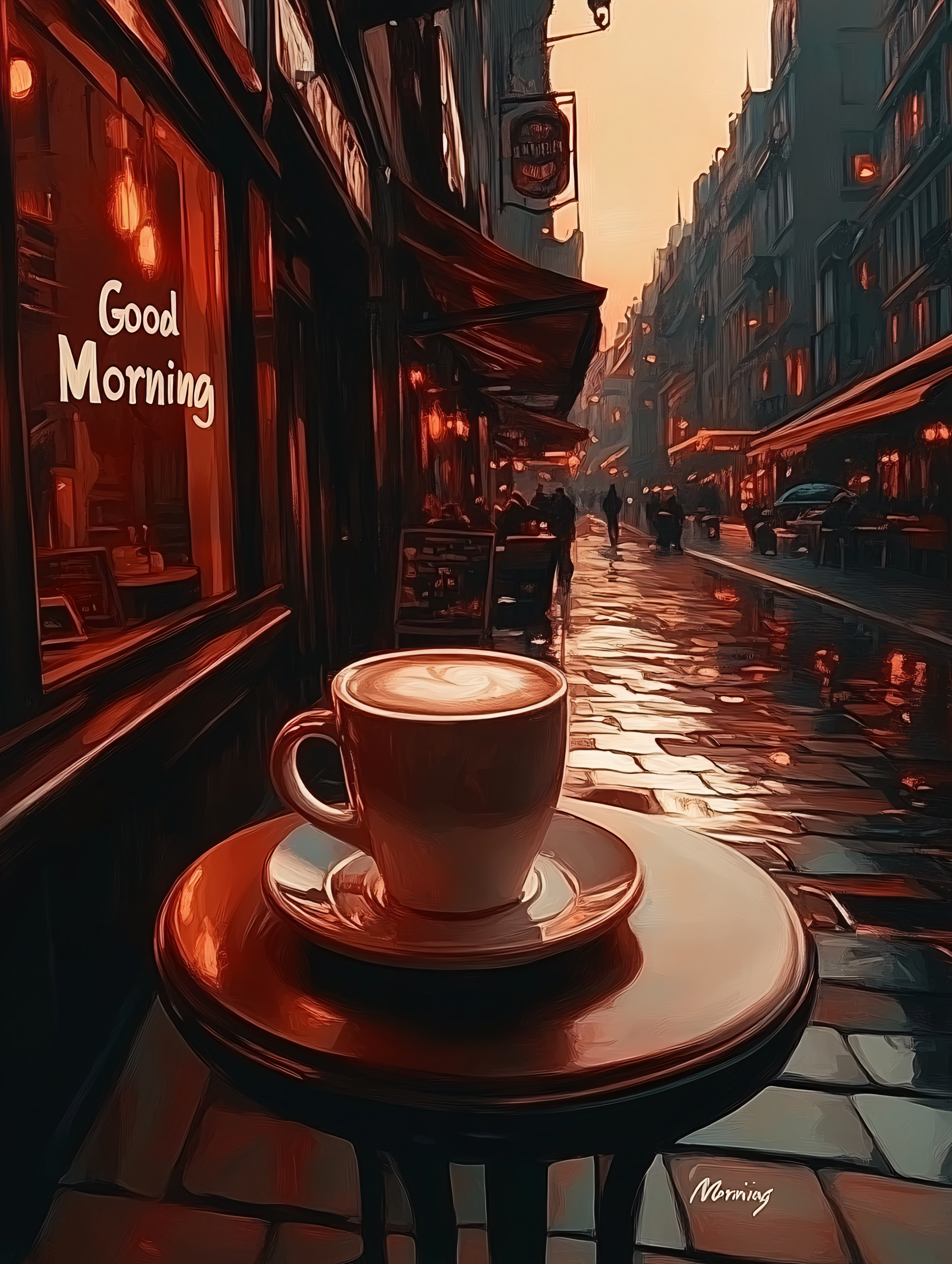 Coffee Cup On Cafe Table