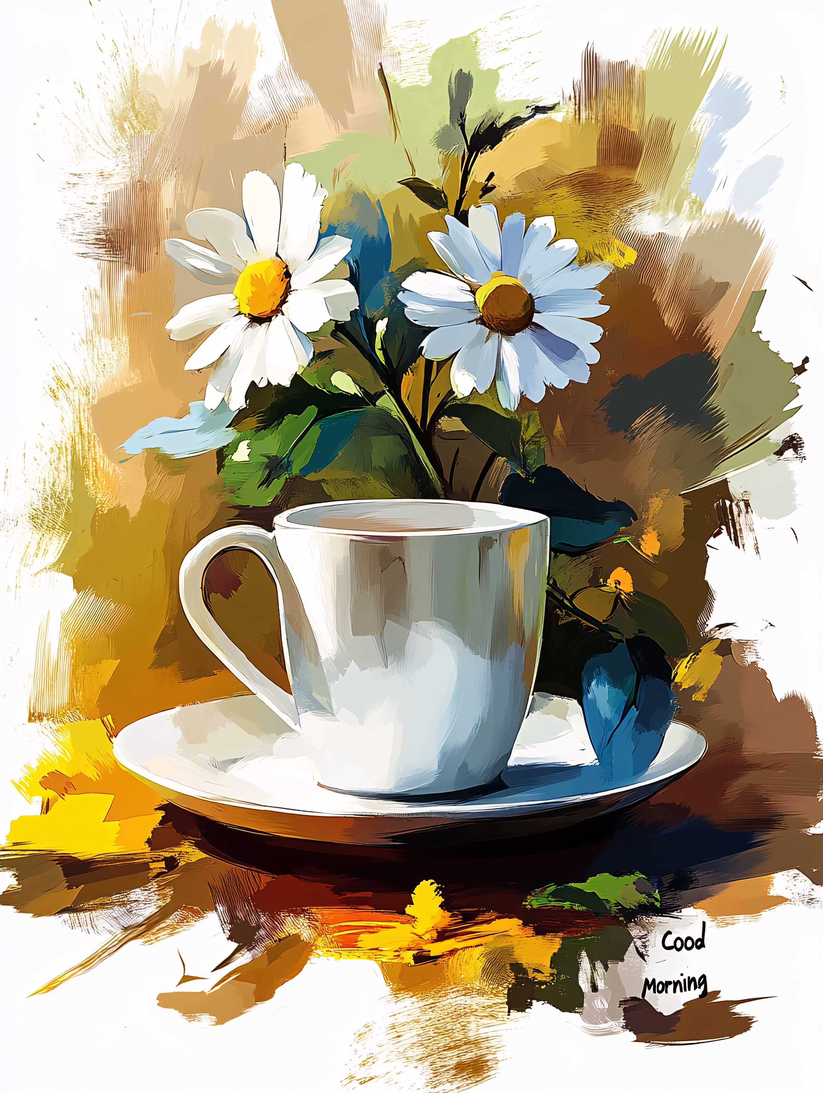 Coffee Cup with Daisies