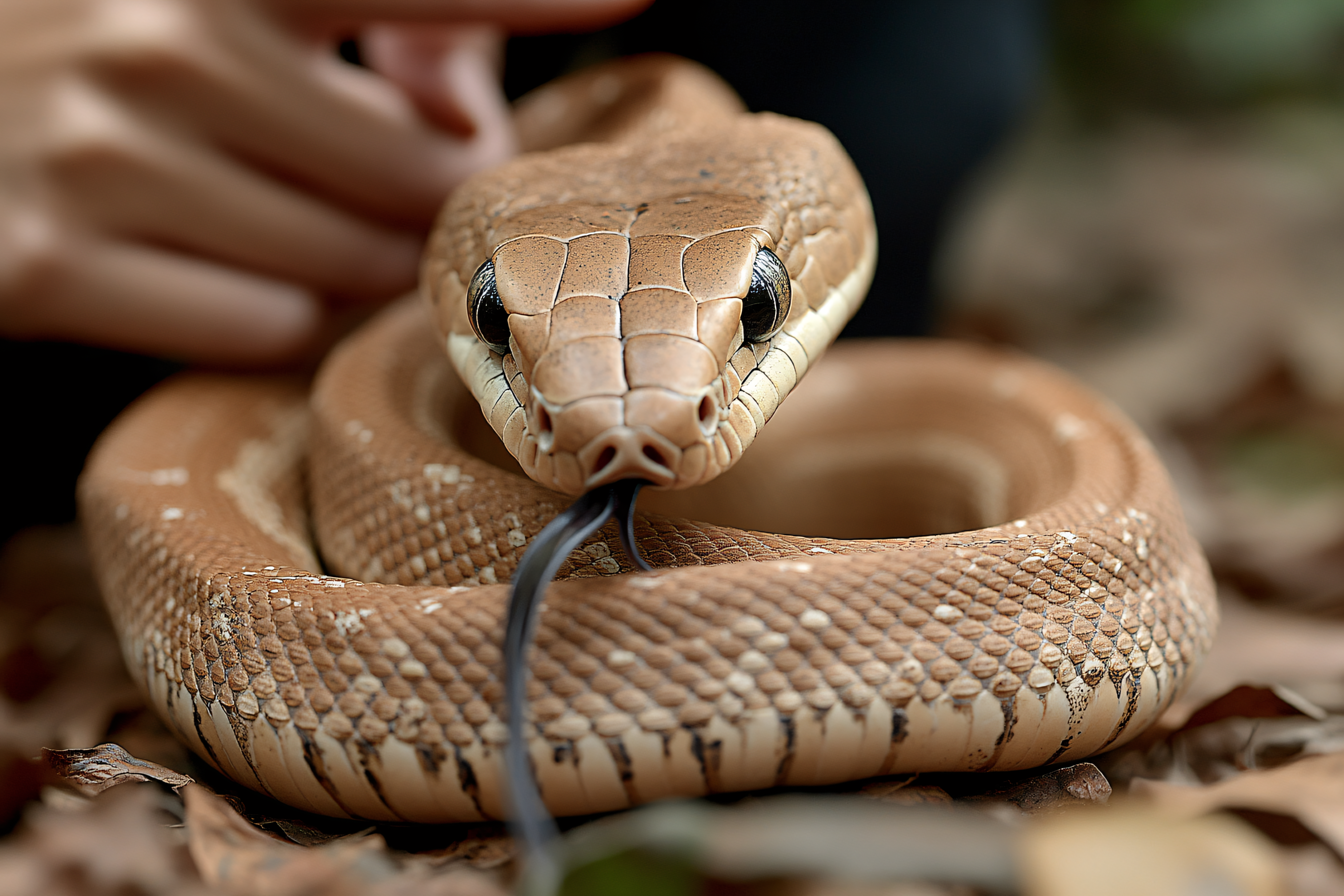 Coiled Snake Sticking Tongue Out