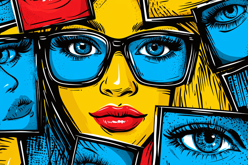 Collage Portrait of a Woman with Glasses