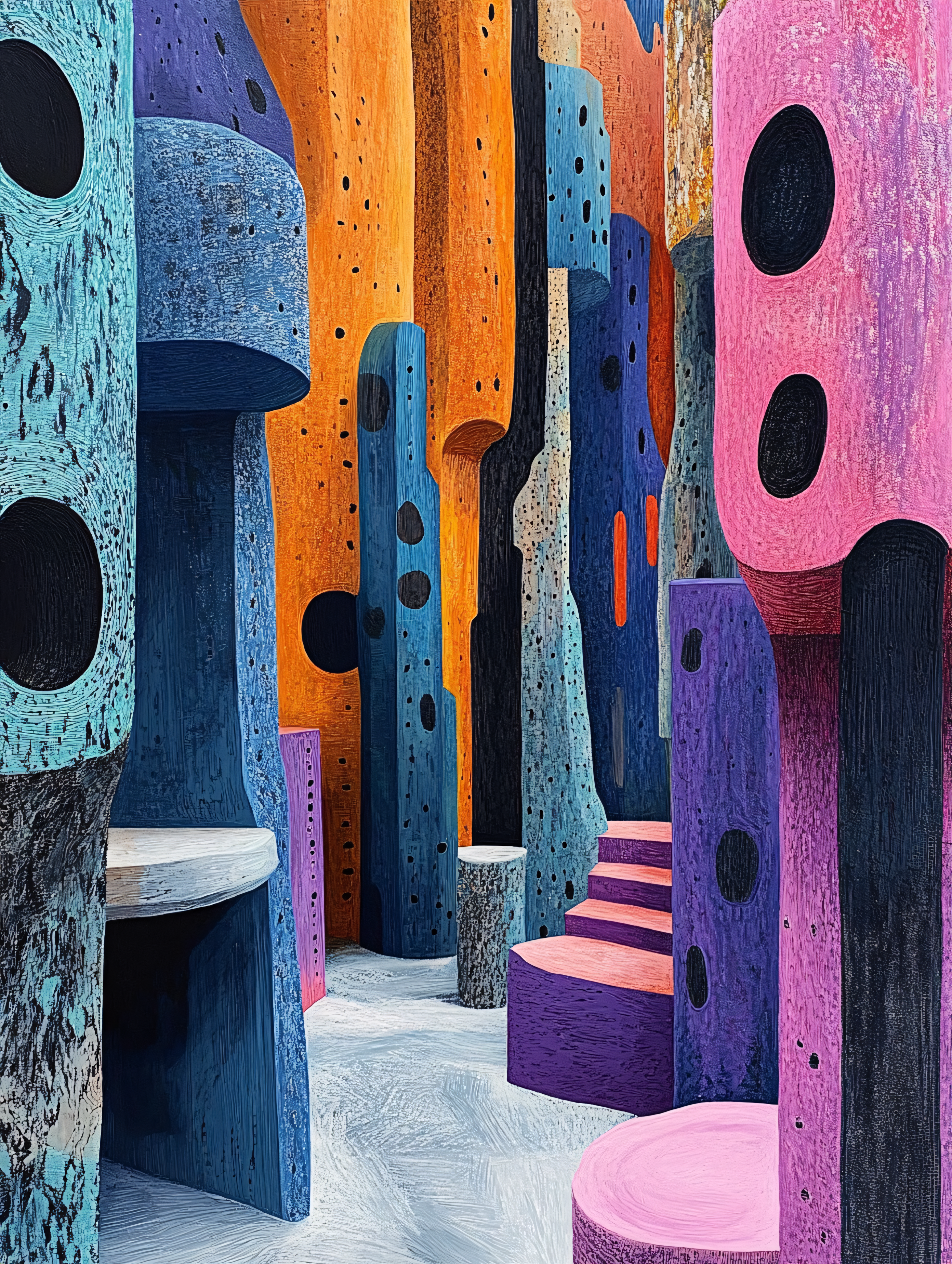 Colorful Abstract Cityscape Columns