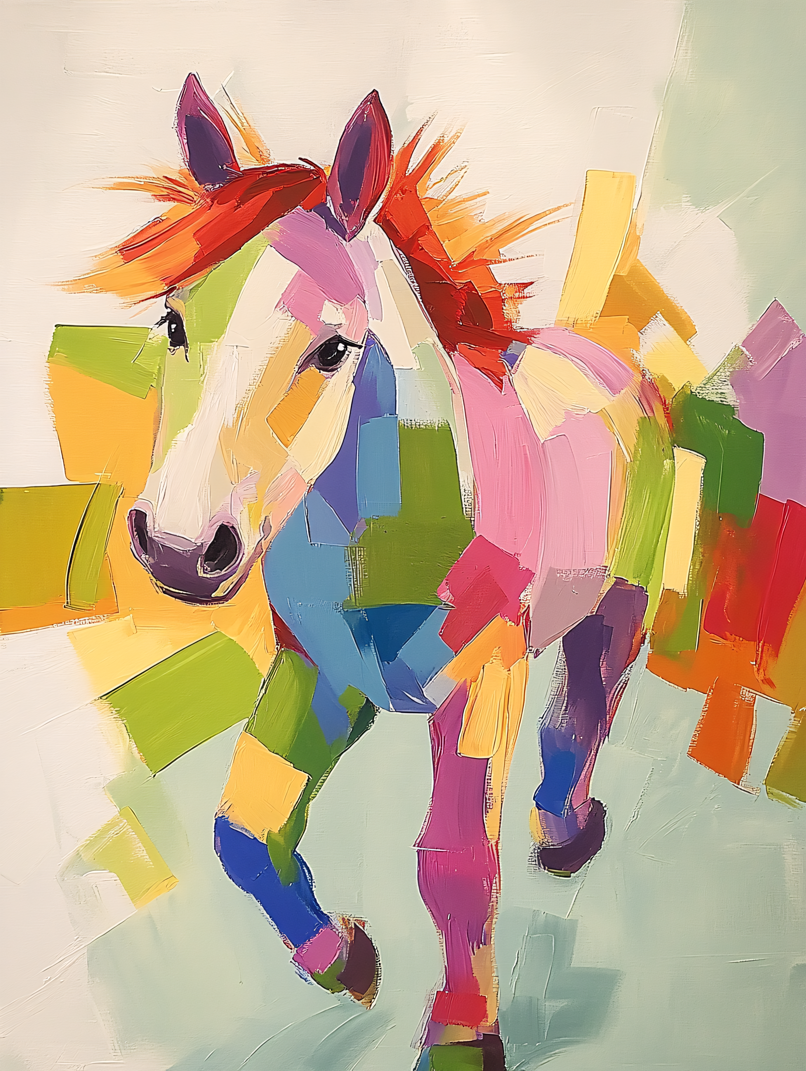 Colorful Abstract Horse Painting