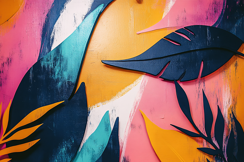 Colorful Abstract Leaf Painting