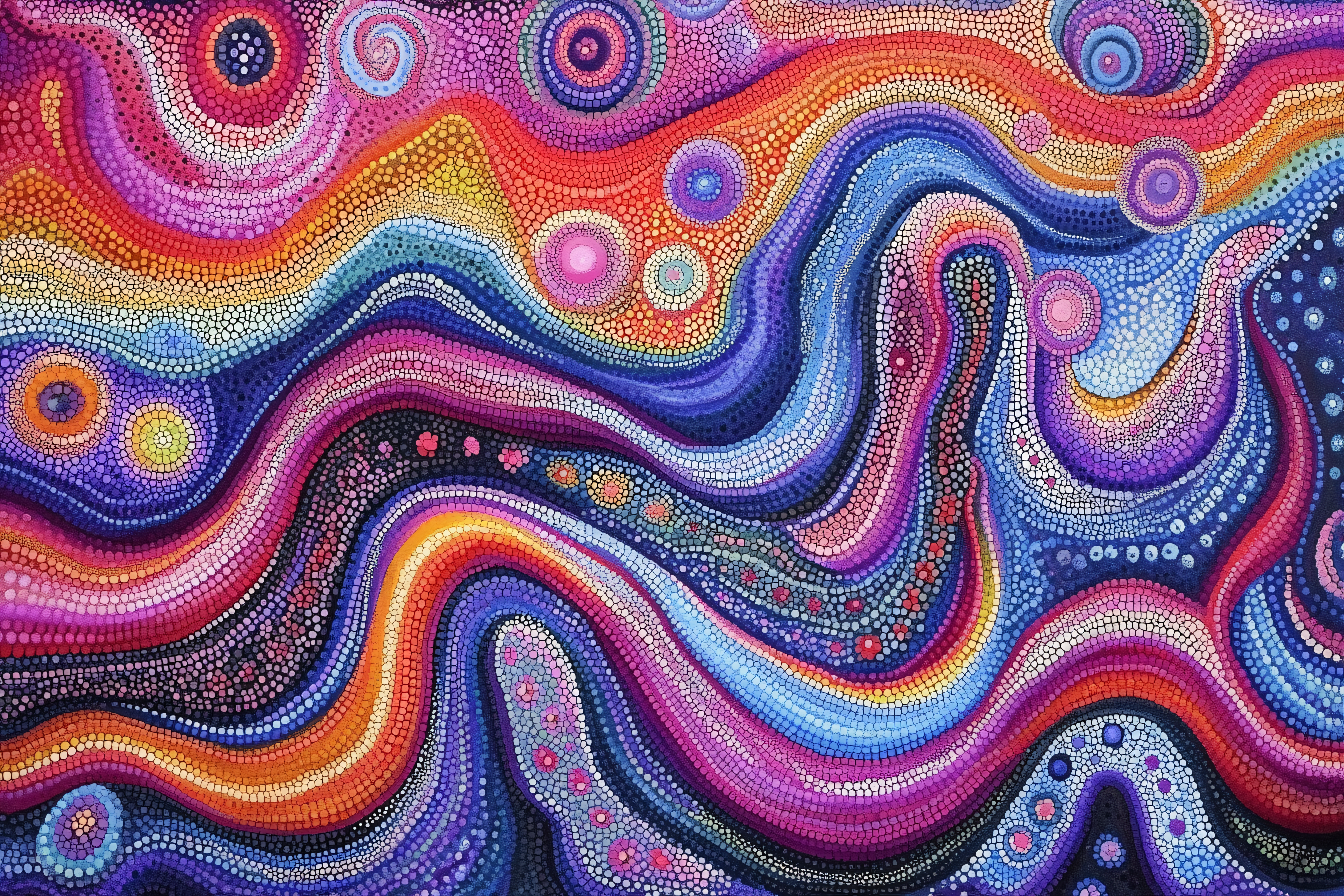 Colorful Abstract Mosaic Waves