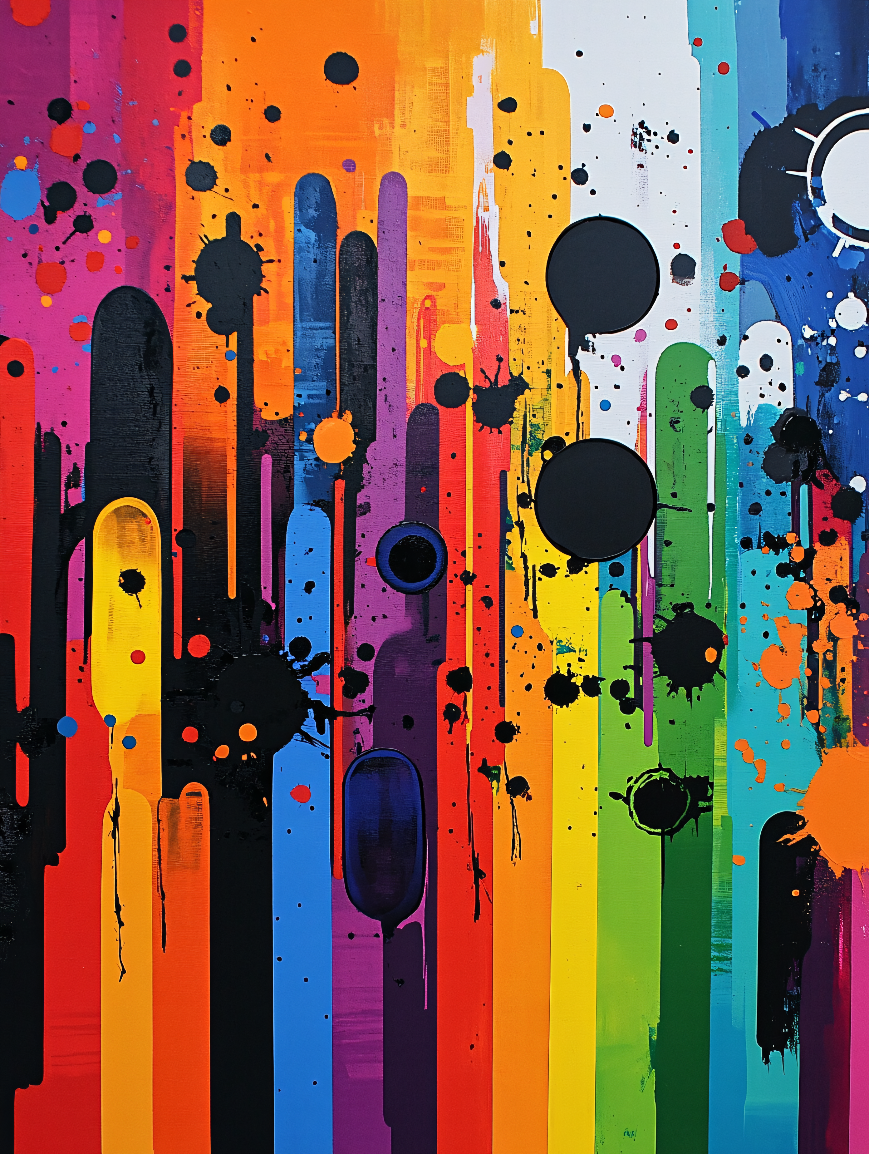 Colorful Abstract Stripes With Splatters