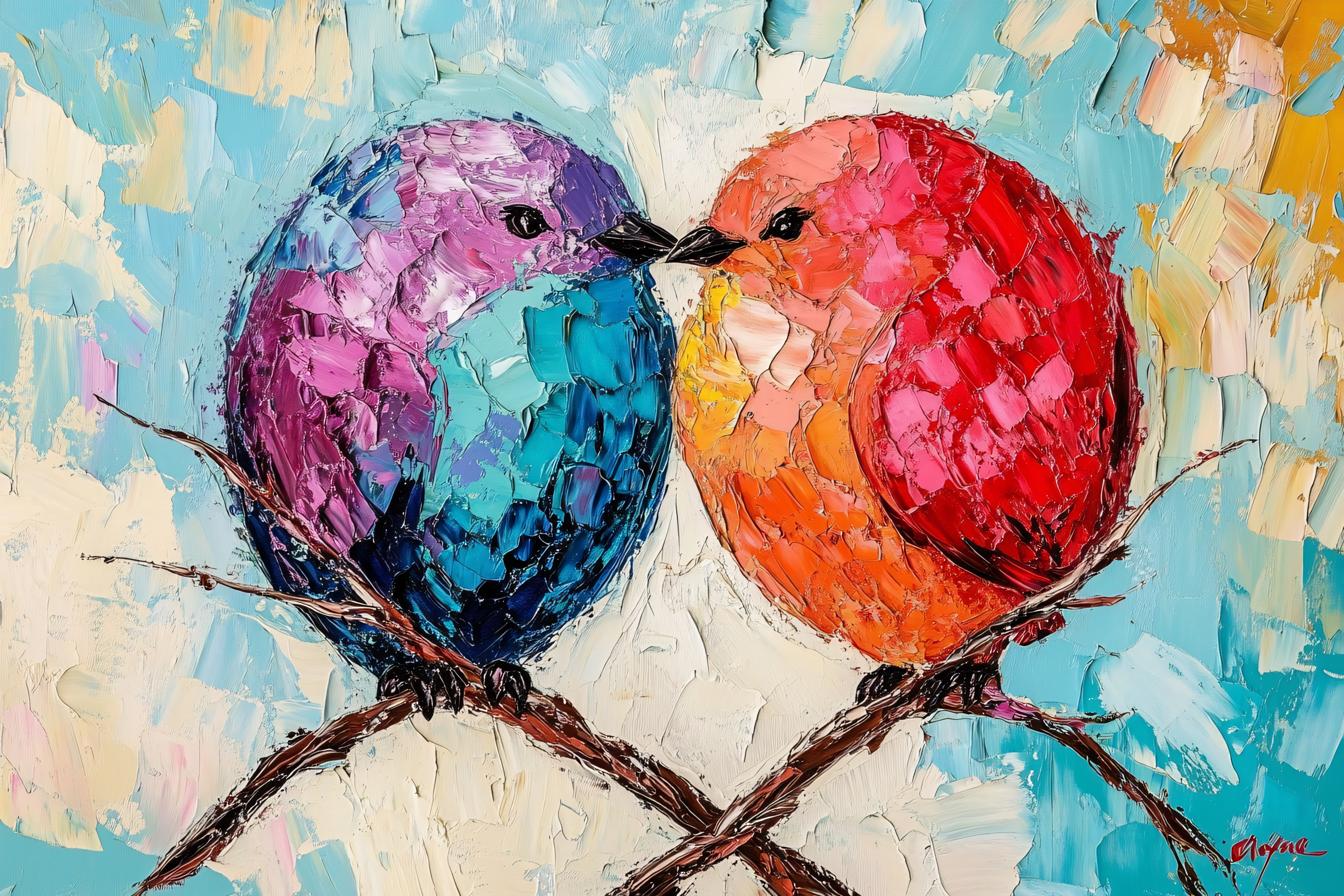 Colorful Birds in Love