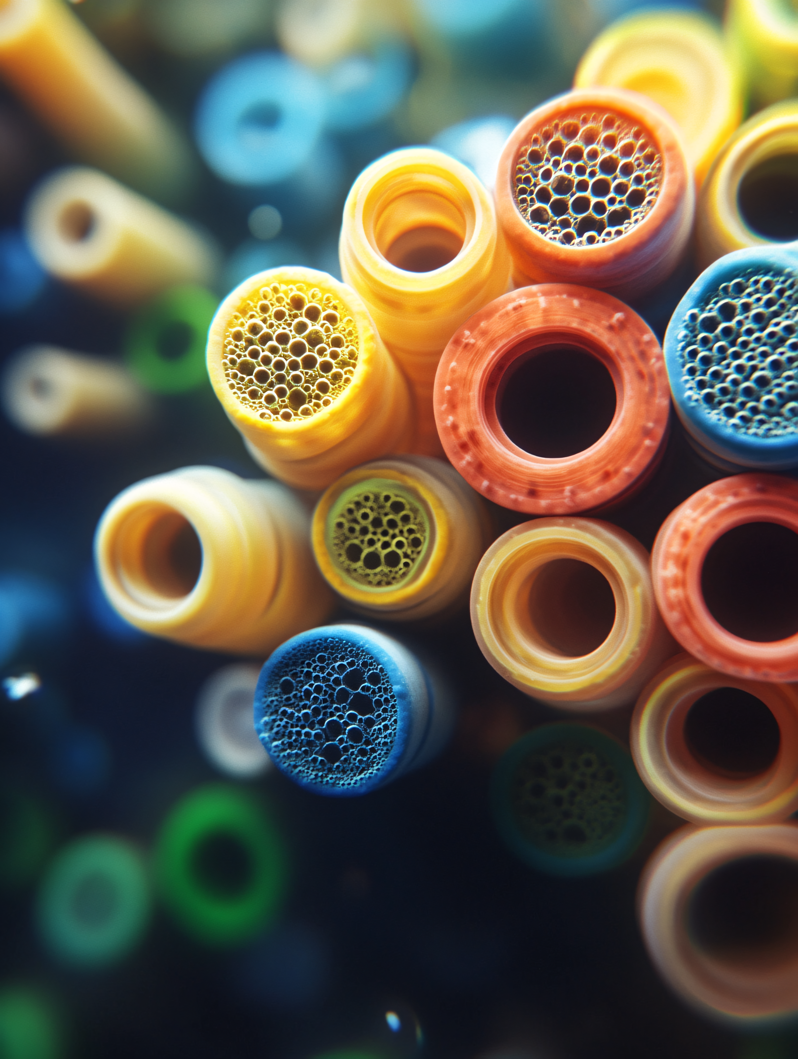 Colorful Bubble Straws Macro
